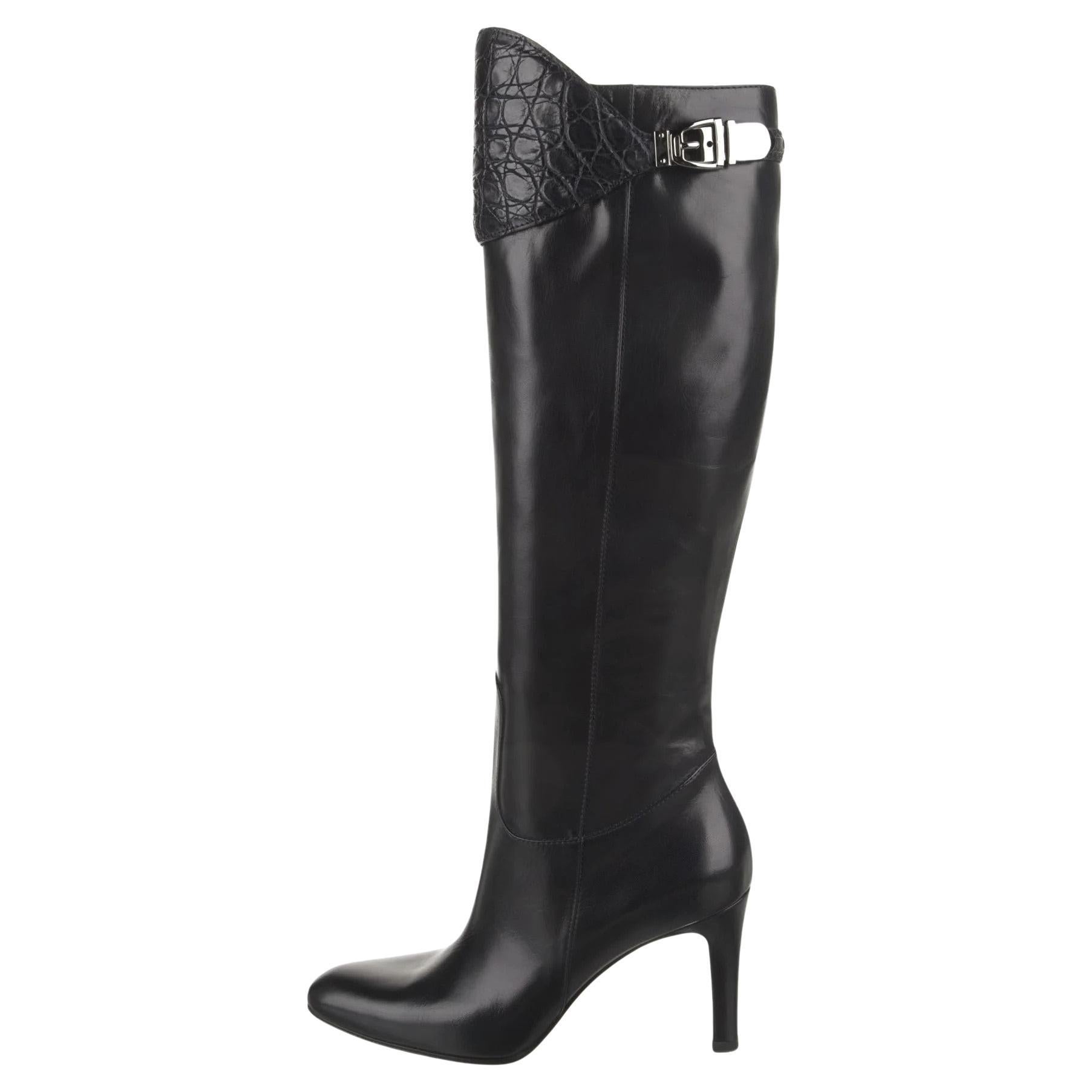 Neu Gucci Stiefel aus Alligator und Leder Selten Herbst Winter 2005 Gr. 8,5