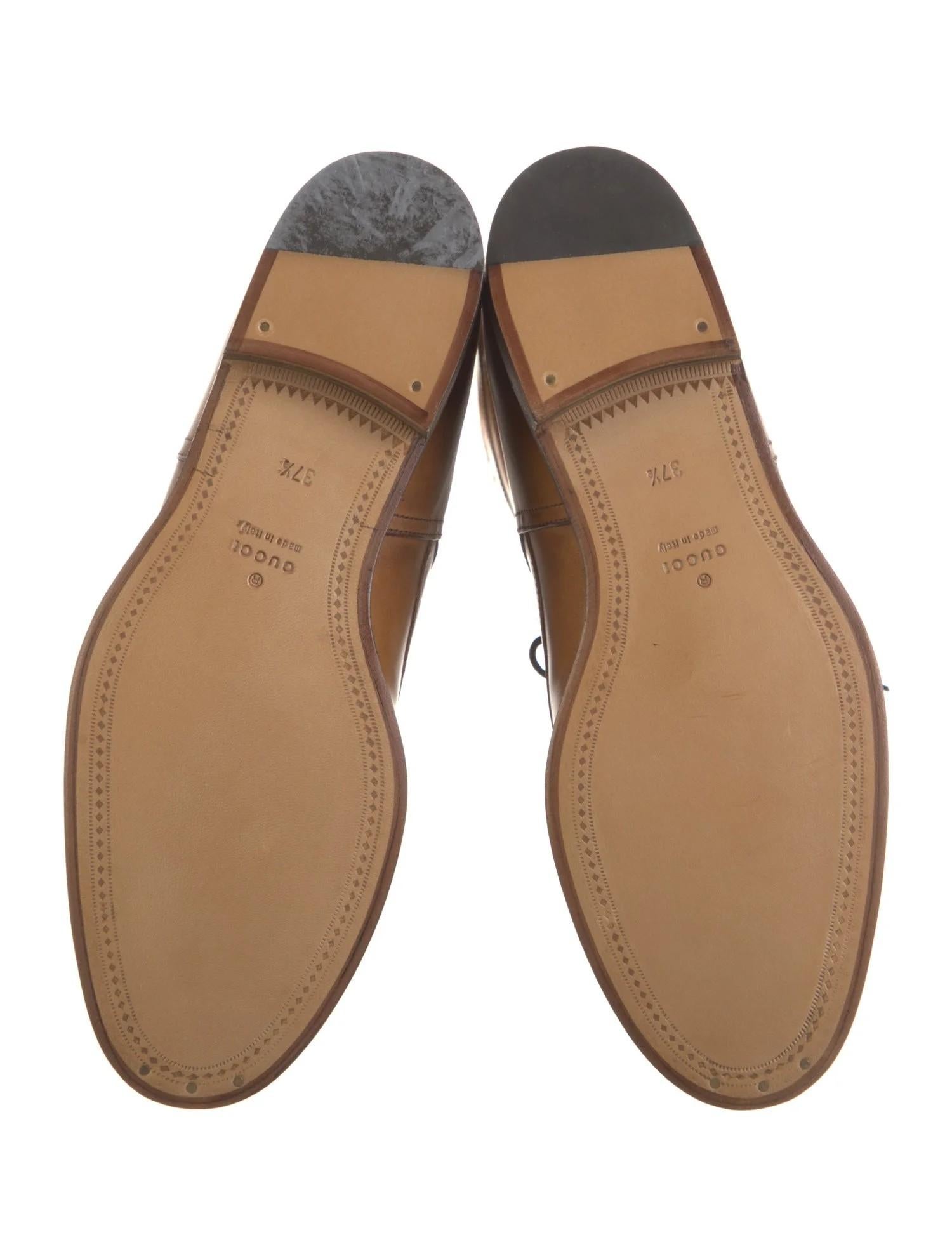 NUEVO Gucci Botas polo ecuestres con cordones de cuero marrón antiguo 37.5 2