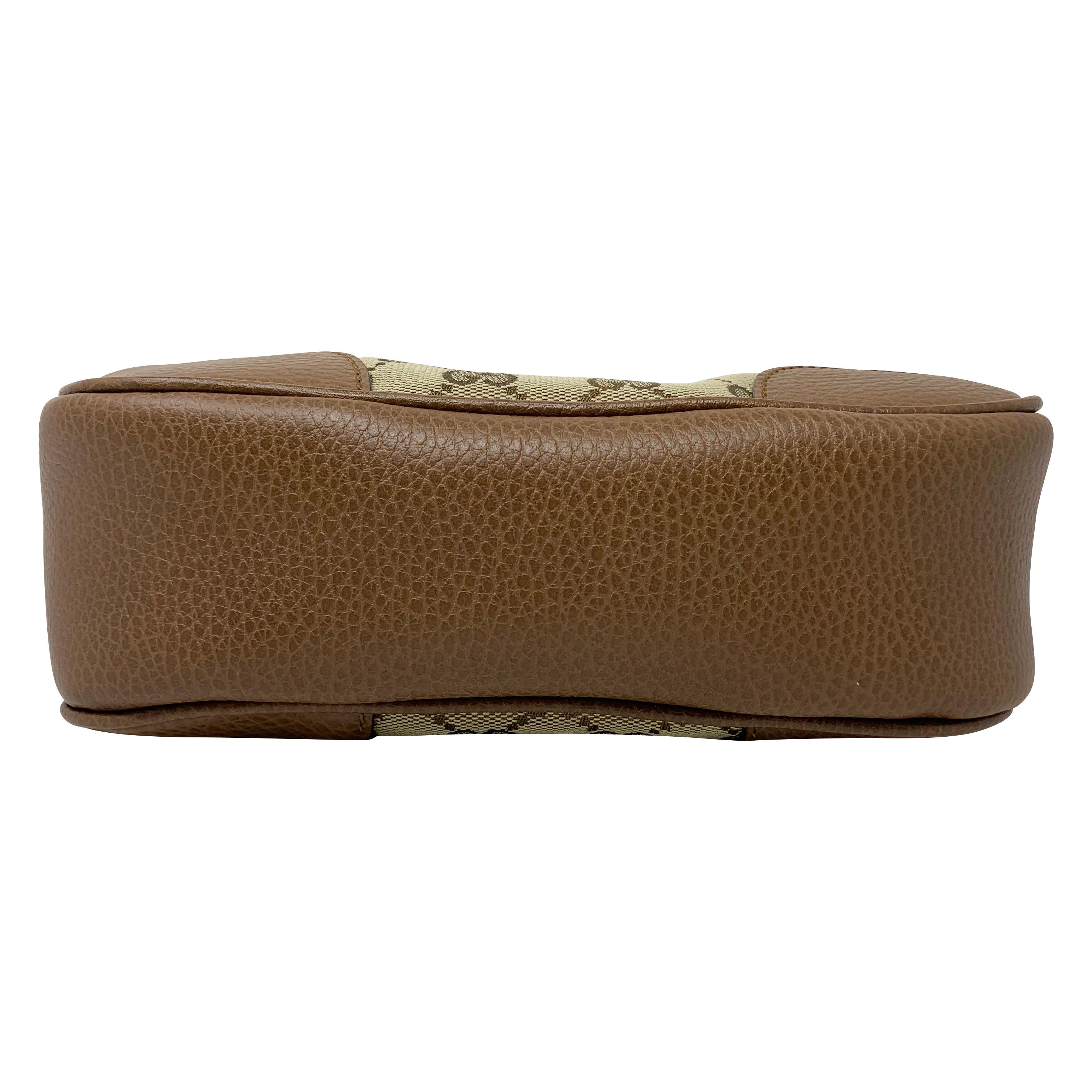 NEU Gucci Beige Braun Segeltuch Leder GG Guccissima Bree Crossbody Kameratasche im Angebot 4