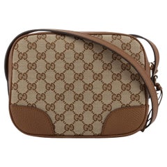 NEU Gucci Beige Braun Segeltuch Leder GG Guccissima Bree Crossbody Kameratasche