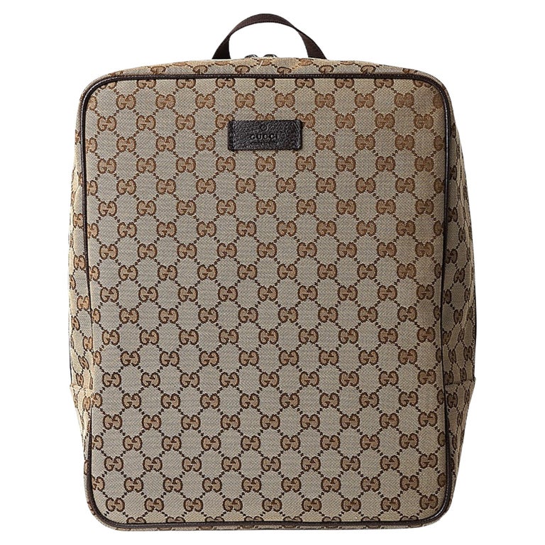NEW Gucci Beige Brown GG Guccissima Logo Canvas Backpack Rucksack Bag For  Sale at 1stDibs
