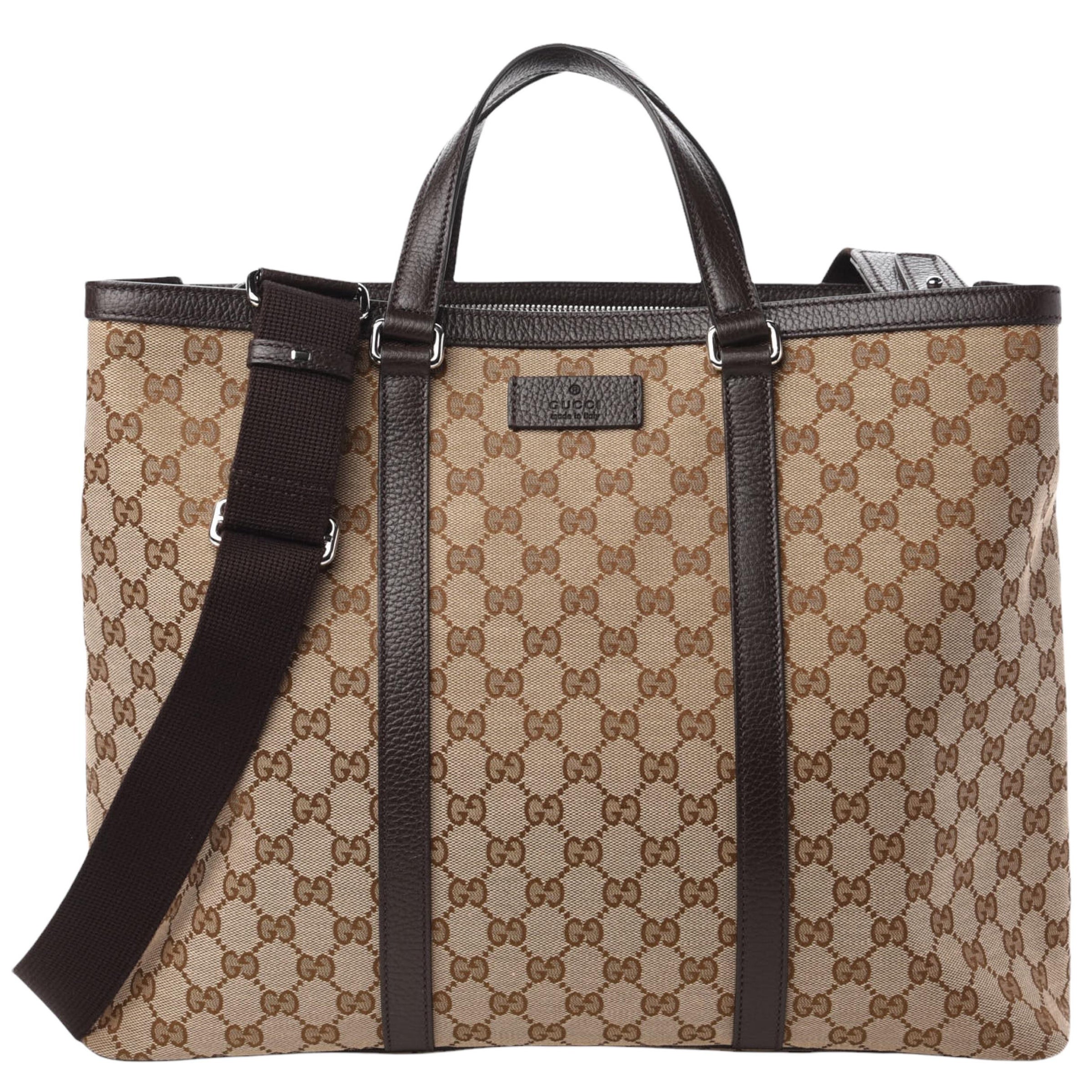 Gucci Große Joy Micro GG Guccissima Tragetasche aus Segeltuch in Beige und Braun im Angebot