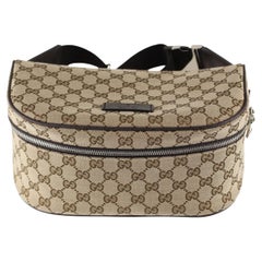 NEW Gucci Beige Canvas Monogram Shoulder Pochette Crossbody Bag