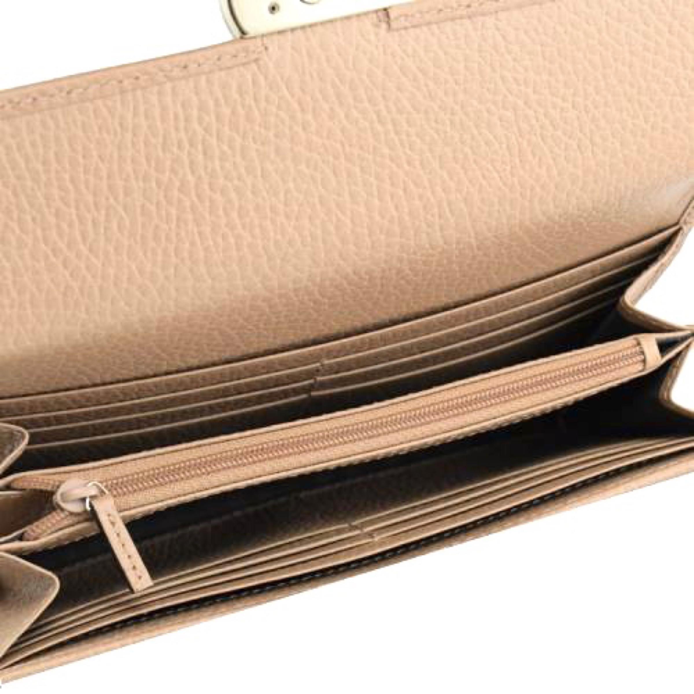 NEW Gucci Beige Interlocking G Leather Long Wallet Clutch Bag For Sale 4