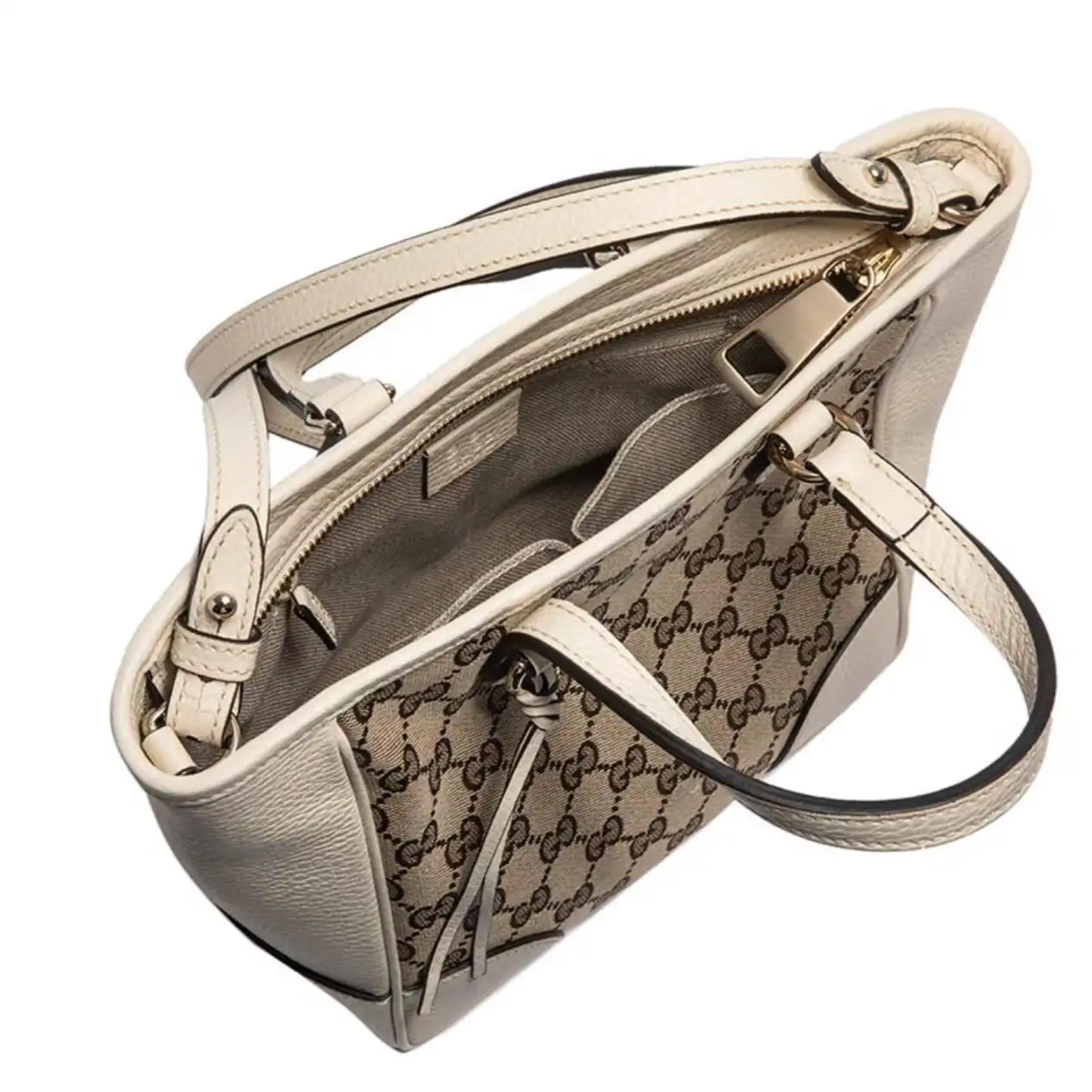 NEU Gucci Beige Weiß Bree GG Supreme Guccissima Crossbody Tote Bag im Angebot 7