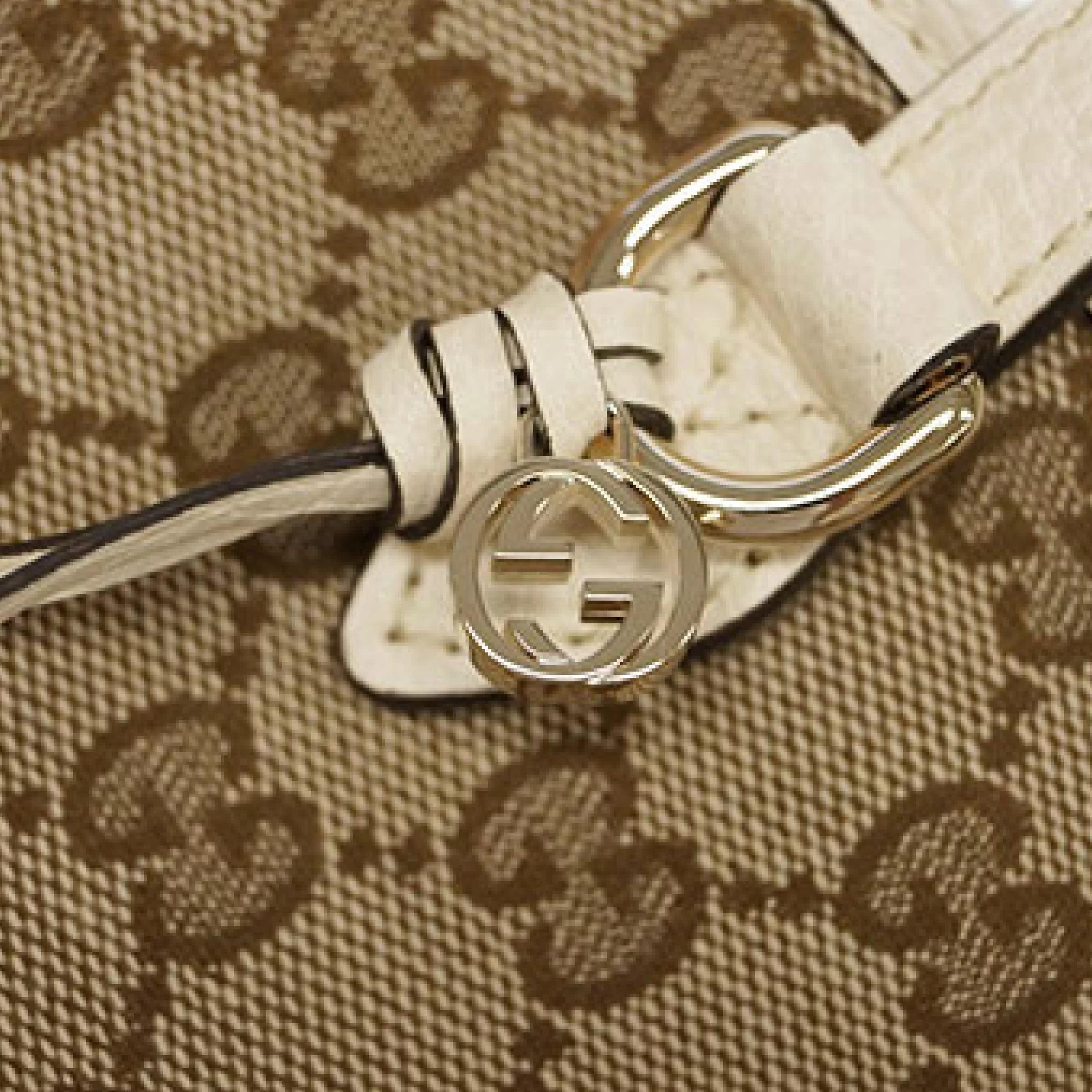 NEU Gucci Beige Weiß Bree GG Supreme Guccissima Crossbody Tote Bag im Angebot 9