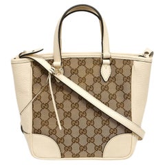 NEU Gucci Beige Weiß Bree GG Supreme Guccissima Crossbody Tote Bag
