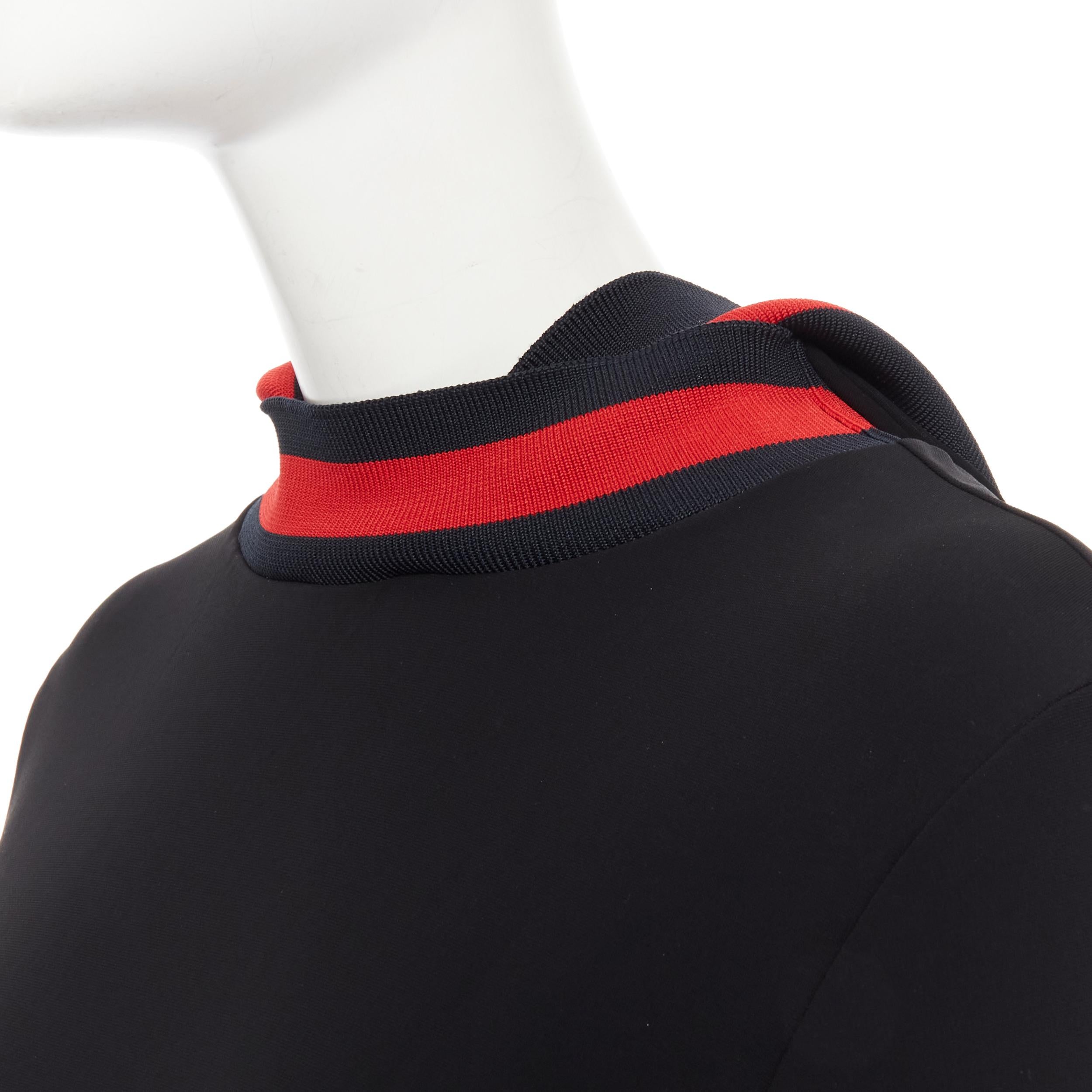 new GUCCI black blue red signature web trim hooded casual dress XS In New Condition For Sale In Hong Kong, NT