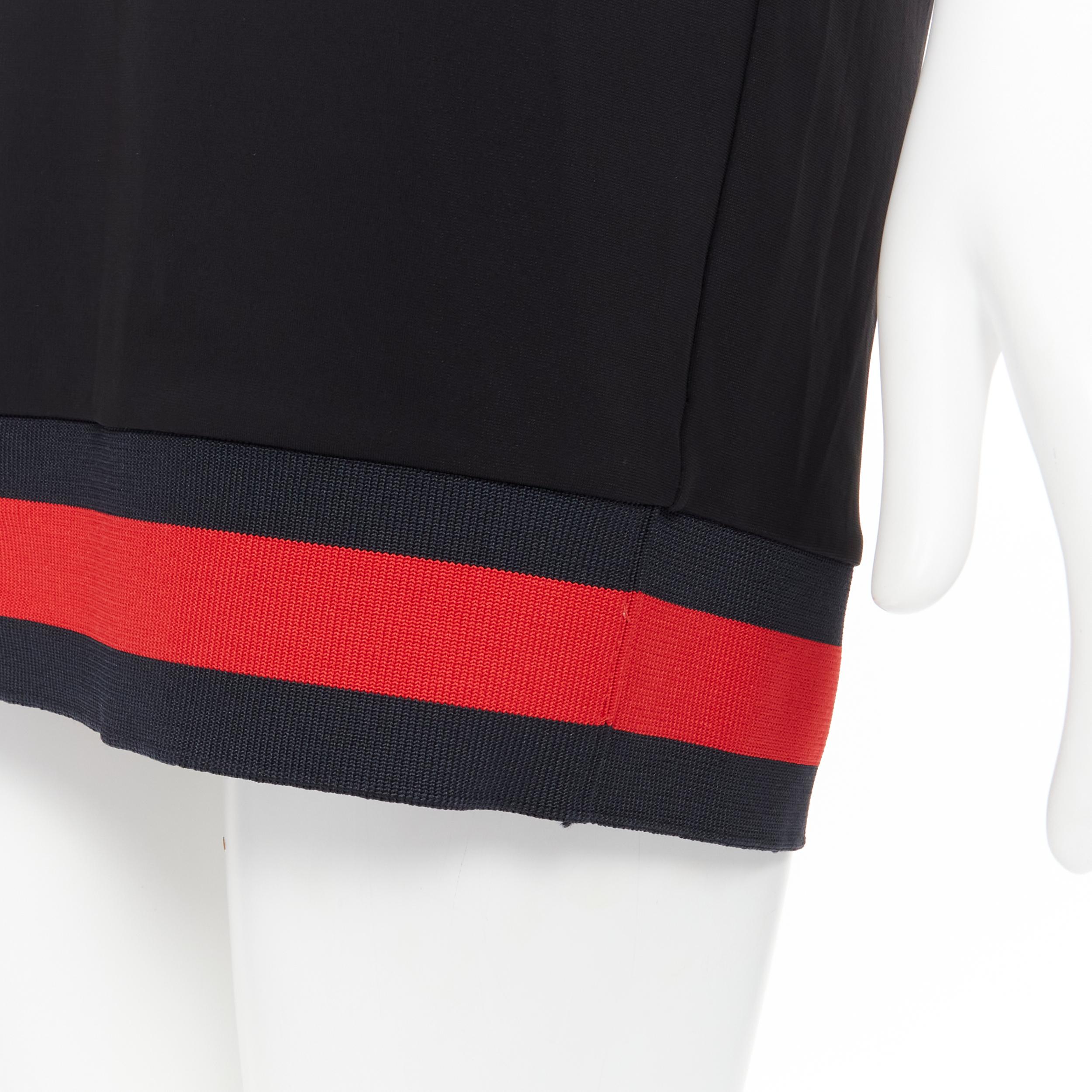 new GUCCI black blue red signature web trim hooded casual dress XS For Sale 1