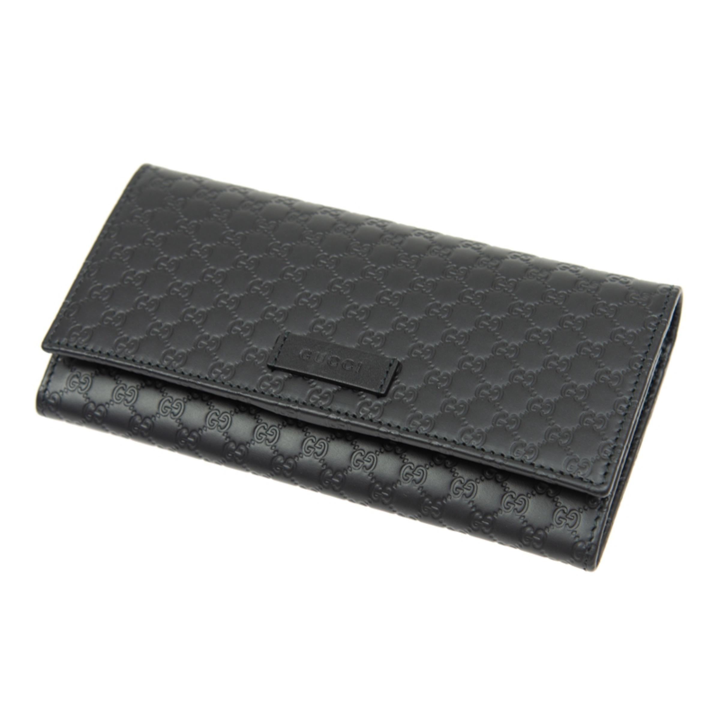 NEW Gucci Black GG Guccissima Monogram Leather Long Wallet Clutch Bag 2