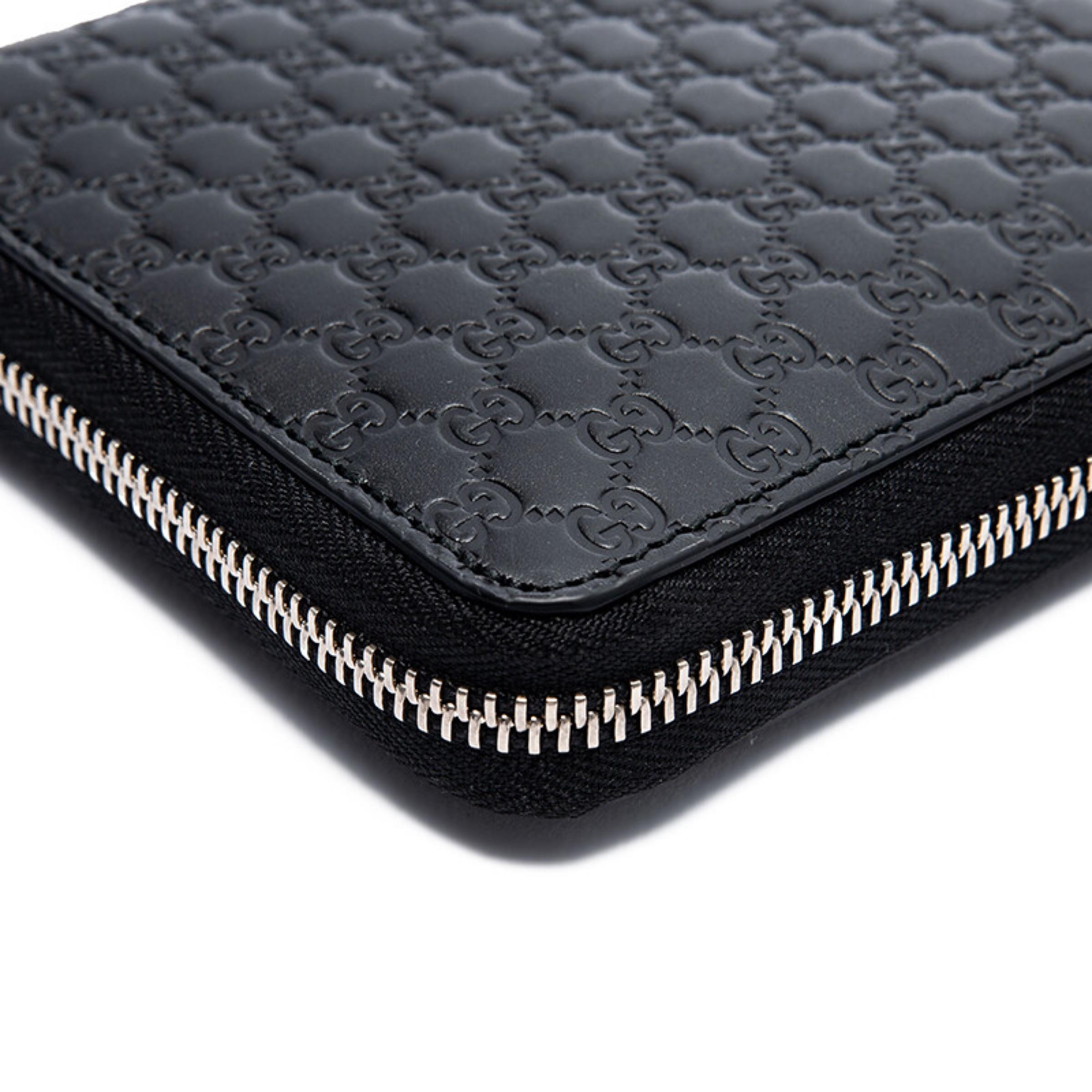 NEW Gucci Black GG Guccissima Monogram Leather Zip Around Clutch Bag For Sale 7