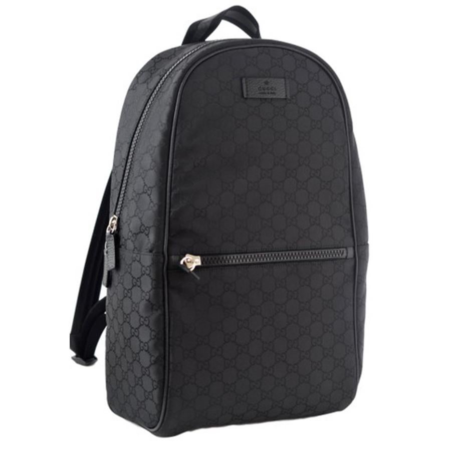 Schwarze GG Guccissima Rucksack-Reisetasche aus Nylon für Damen oder Herren im Angebot