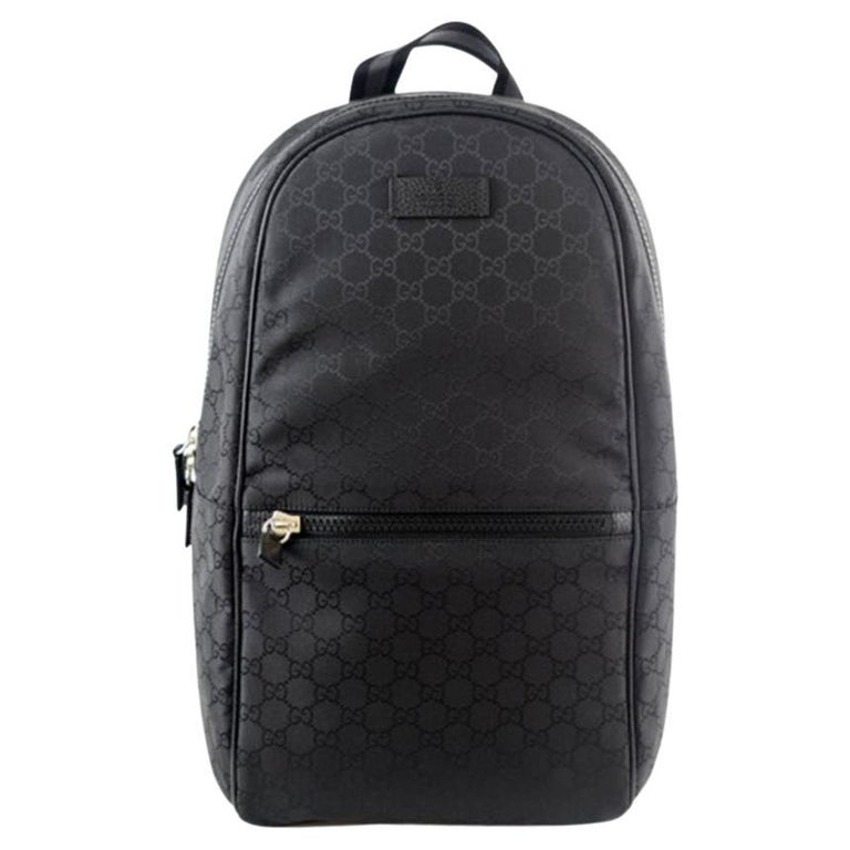 NEW Gucci Black GG Guccissima Slim Nylon Backpack Rucksack Travel Bag For  Sale at 1stDibs | gucci slim backpack gg black