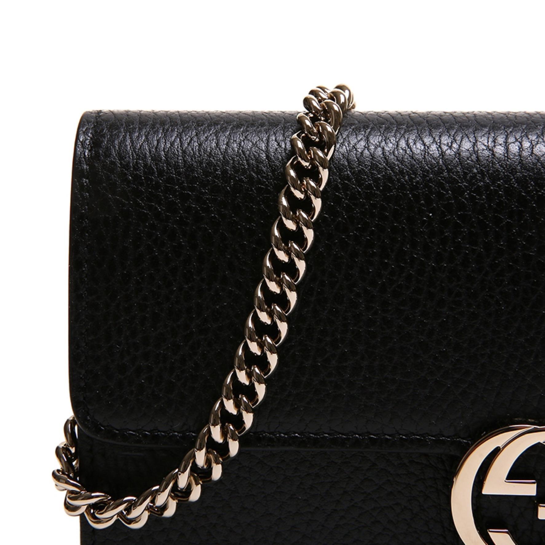 NEW Gucci Black Interlocking G Clutch Wallet On Chain Crossbody Shoulder Bag  For Sale 4