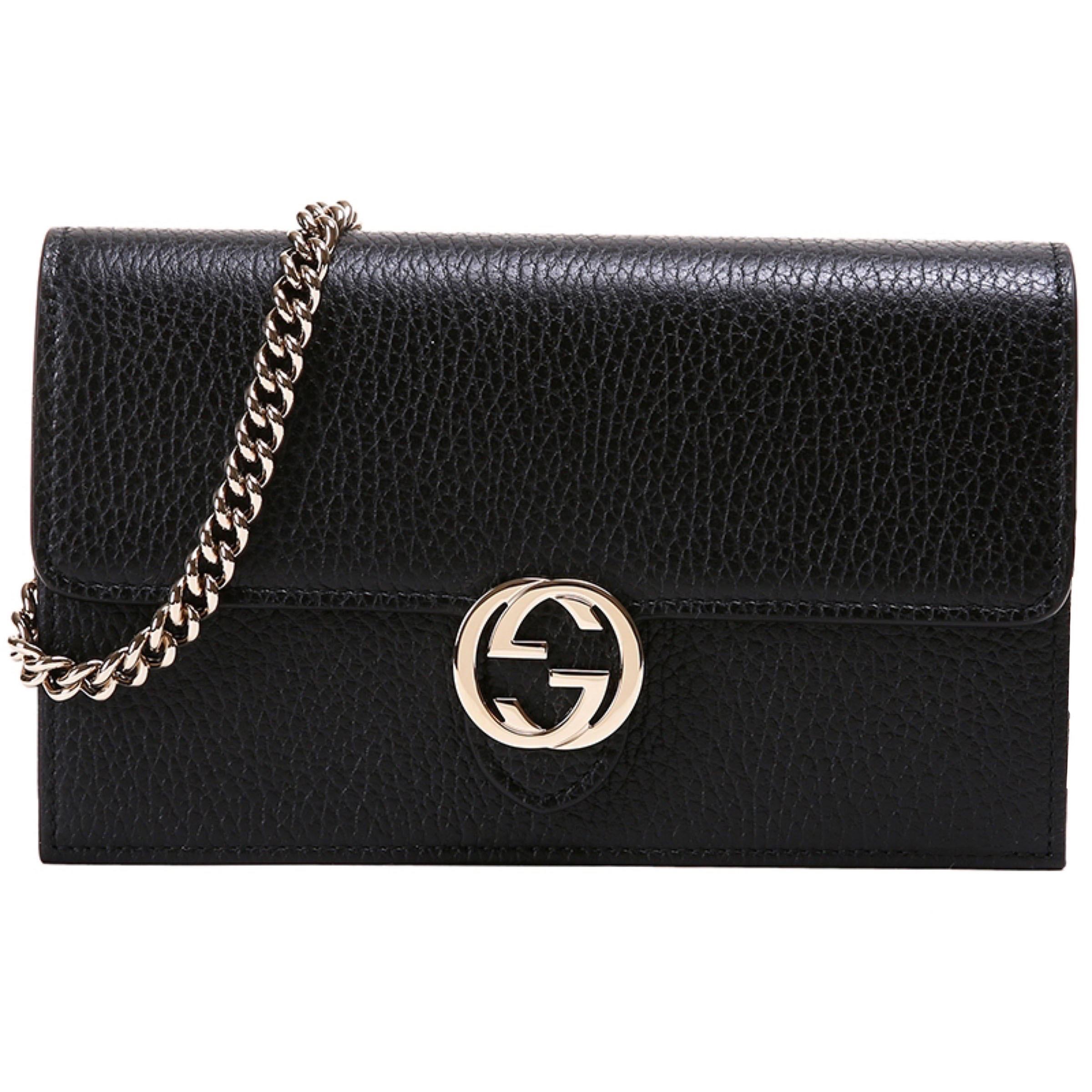 New Gucci Black Interlocking G Clutch Wallet On Chain Crossbody Shoulder Bag 

Authenticity Guaranteed

DETAILS
Brand: Gucci
Condition: Brand new
Color: Black
Material: Leather
Interlocking G logo
Snap button flap closure
Zip coin compartment
Light