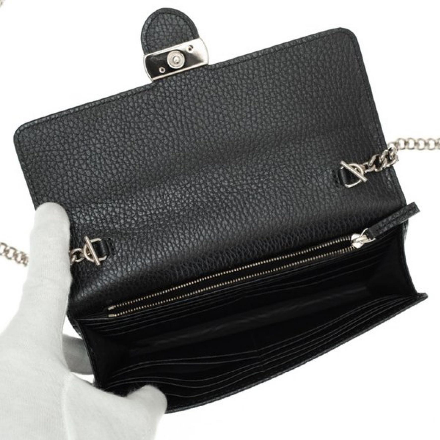 NEW Gucci Black Interlocking G Clutch Wallet On Chain Crossbody Shoulder Bag  For Sale 2