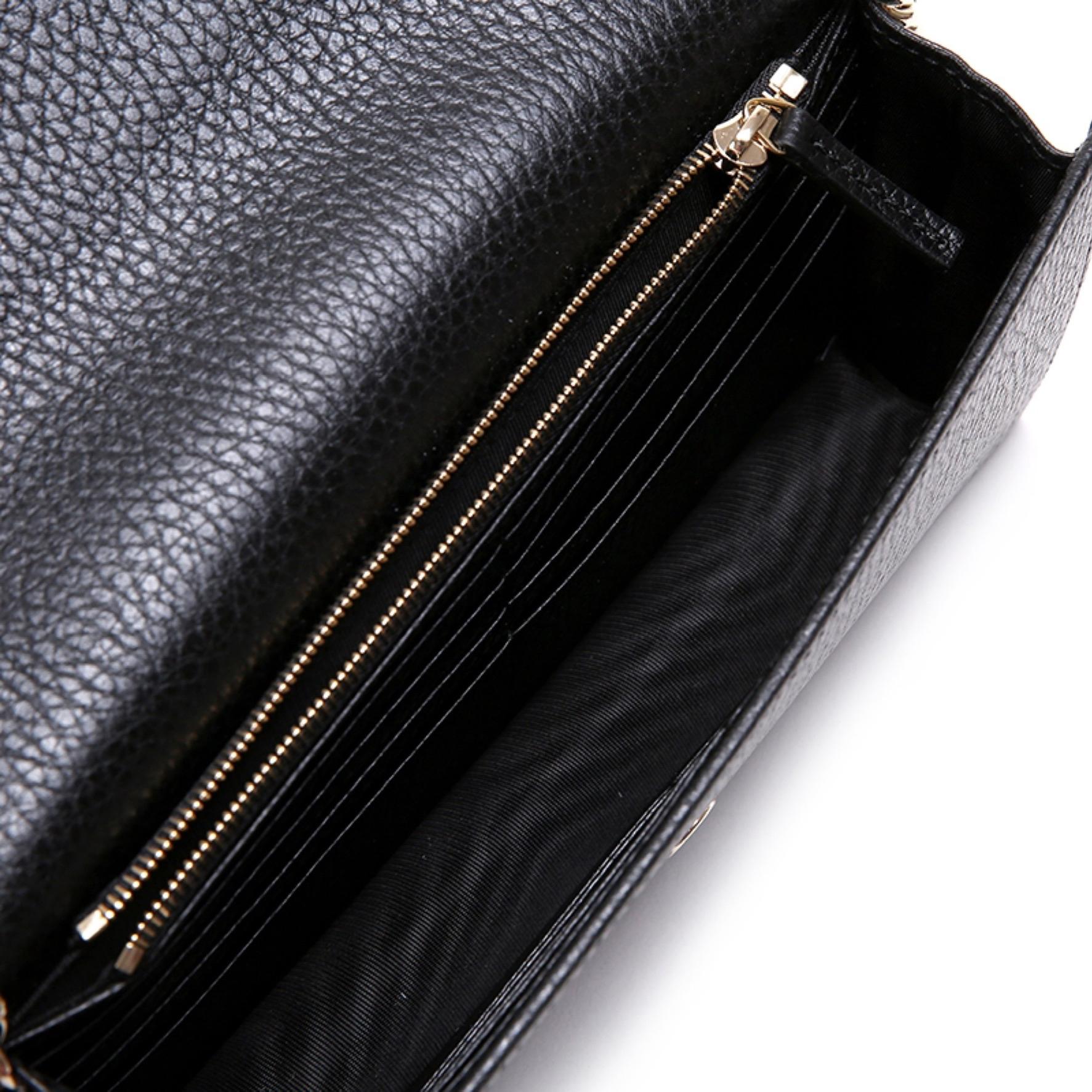 NEW Gucci Black Interlocking G Clutch Wallet On Chain Crossbody Shoulder Bag  For Sale 3