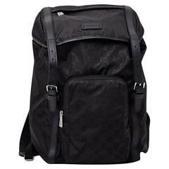 NEU Gucci Schwarz Große GG Guccissima Nylon Rucksack Reisetasche