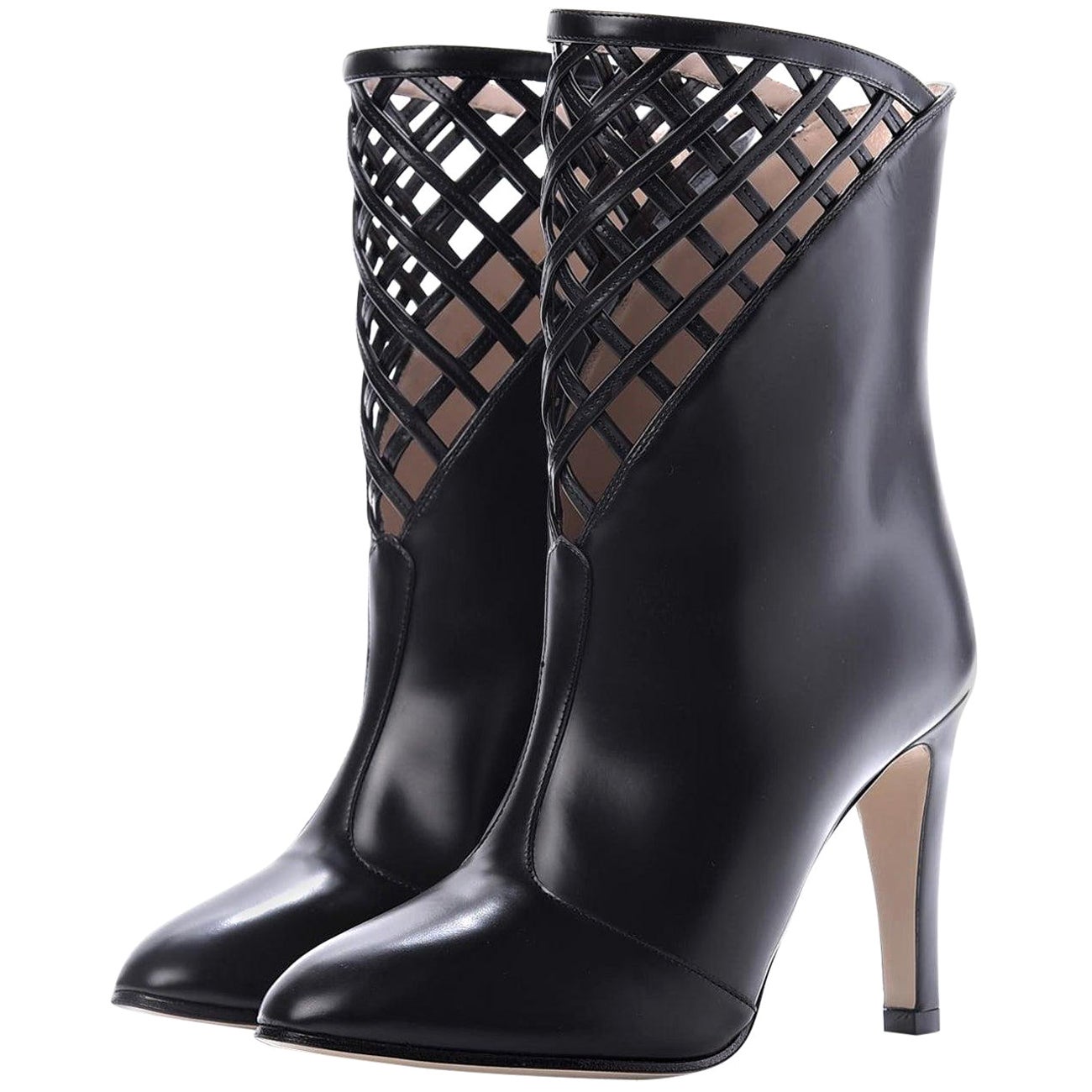 New Gucci Stivali a Lattice Neri Stivaletto Con Scatola Resort 2019 Sz 37.5