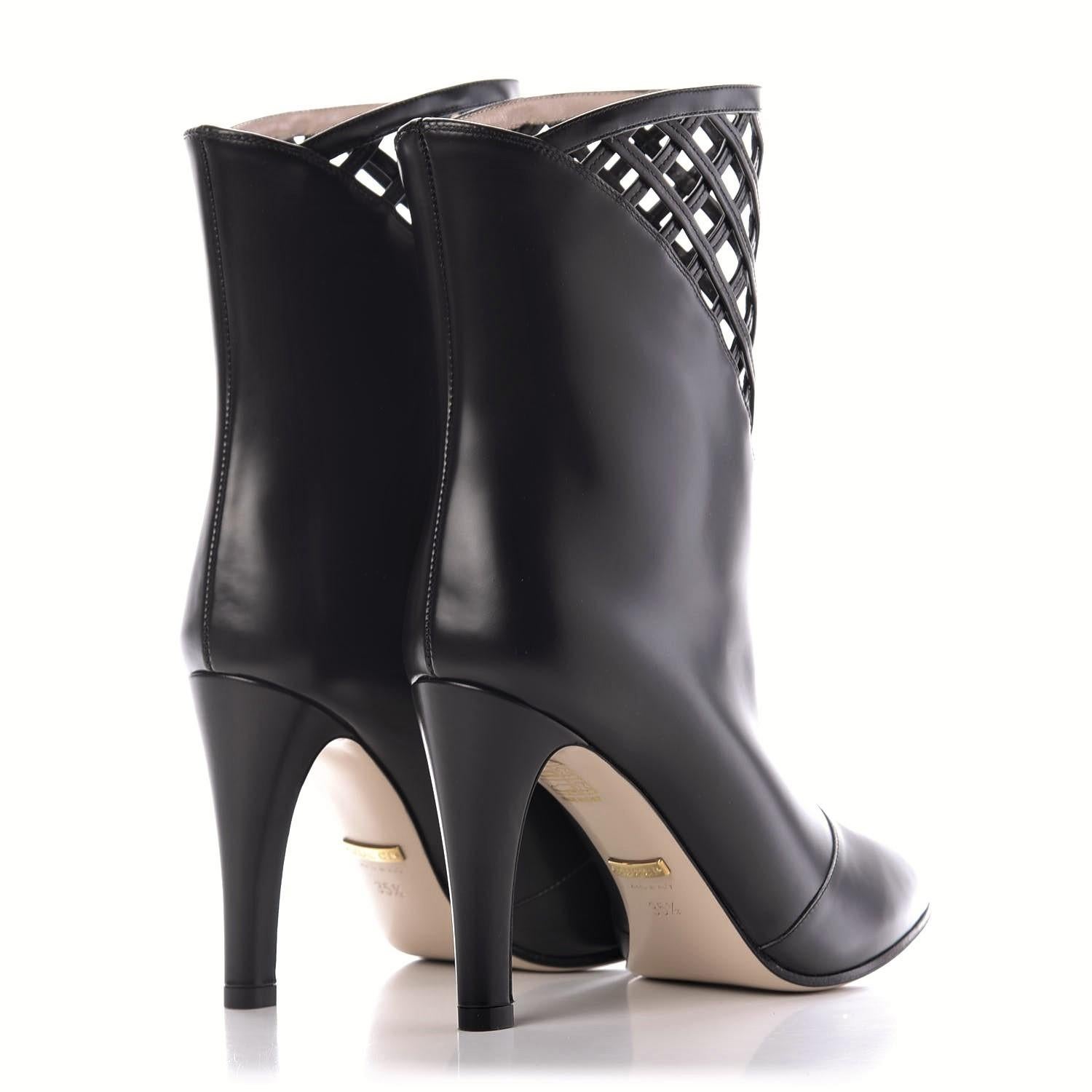 New Gucci Black Lattice Boots Booties With Box Sz 36.5 $2680 1