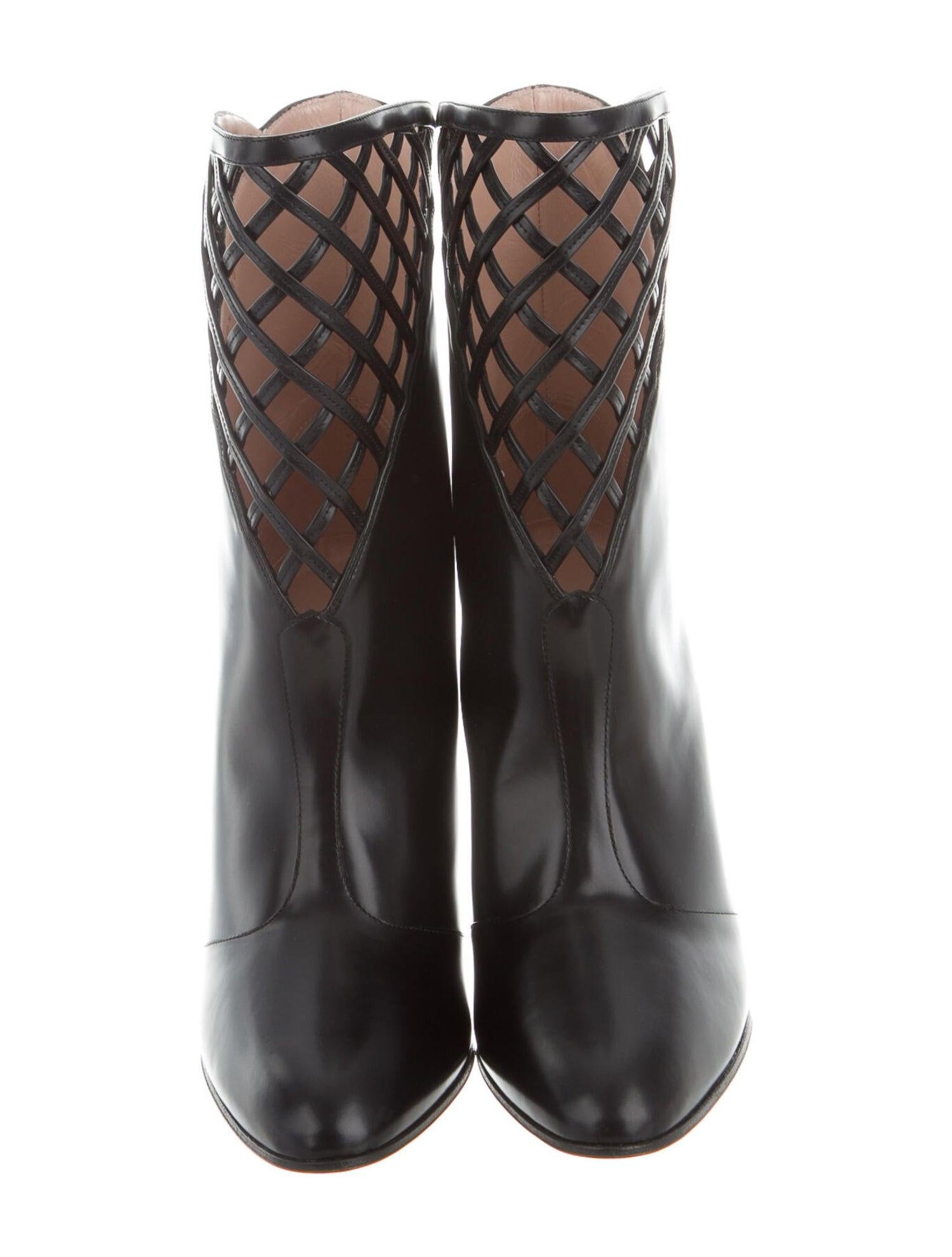 New Gucci Black Lattice Boots Booties With Box Sz 36.5 $2680 3