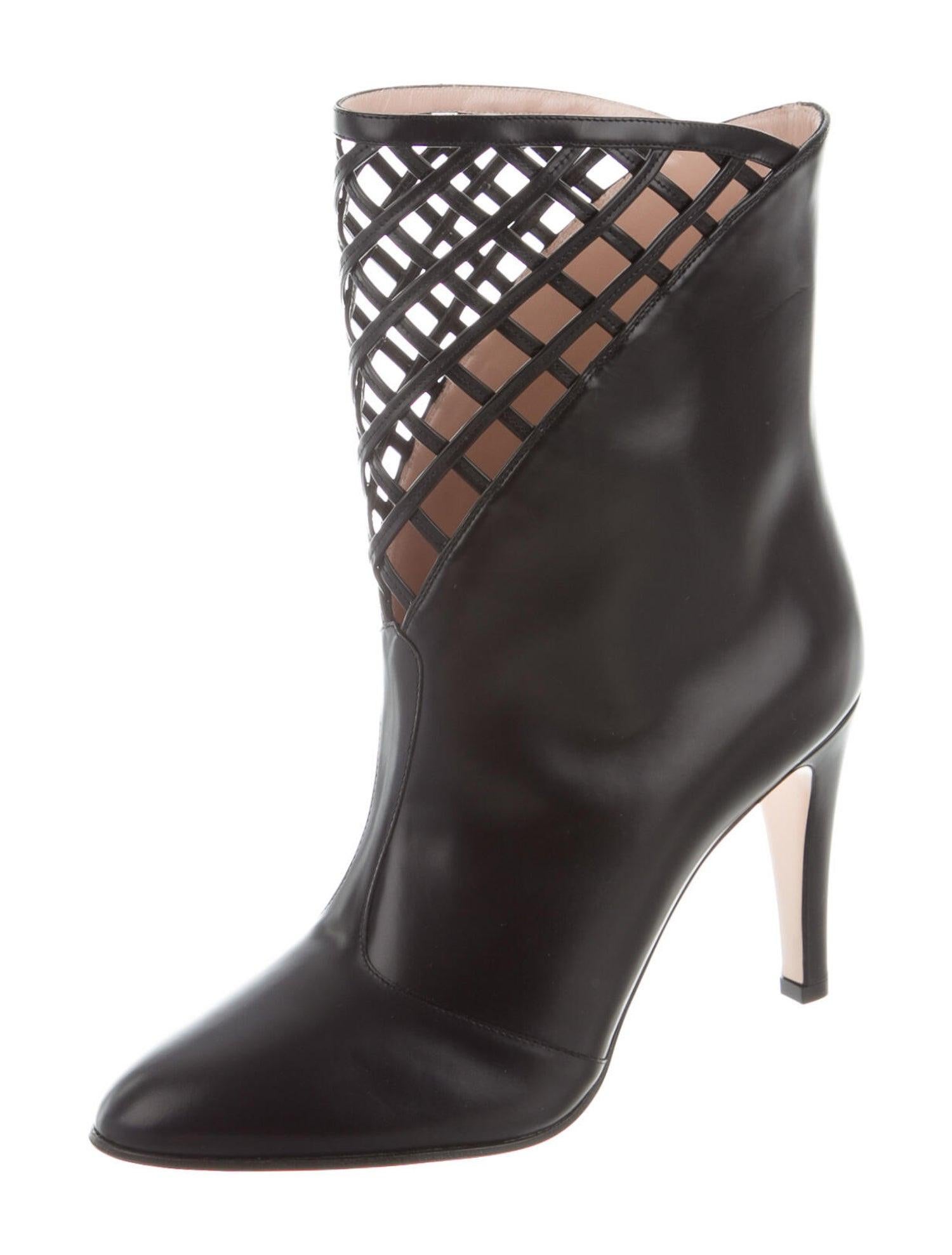 New Gucci Black Lattice Boots Booties With Box Sz 36.5 $2680 5
