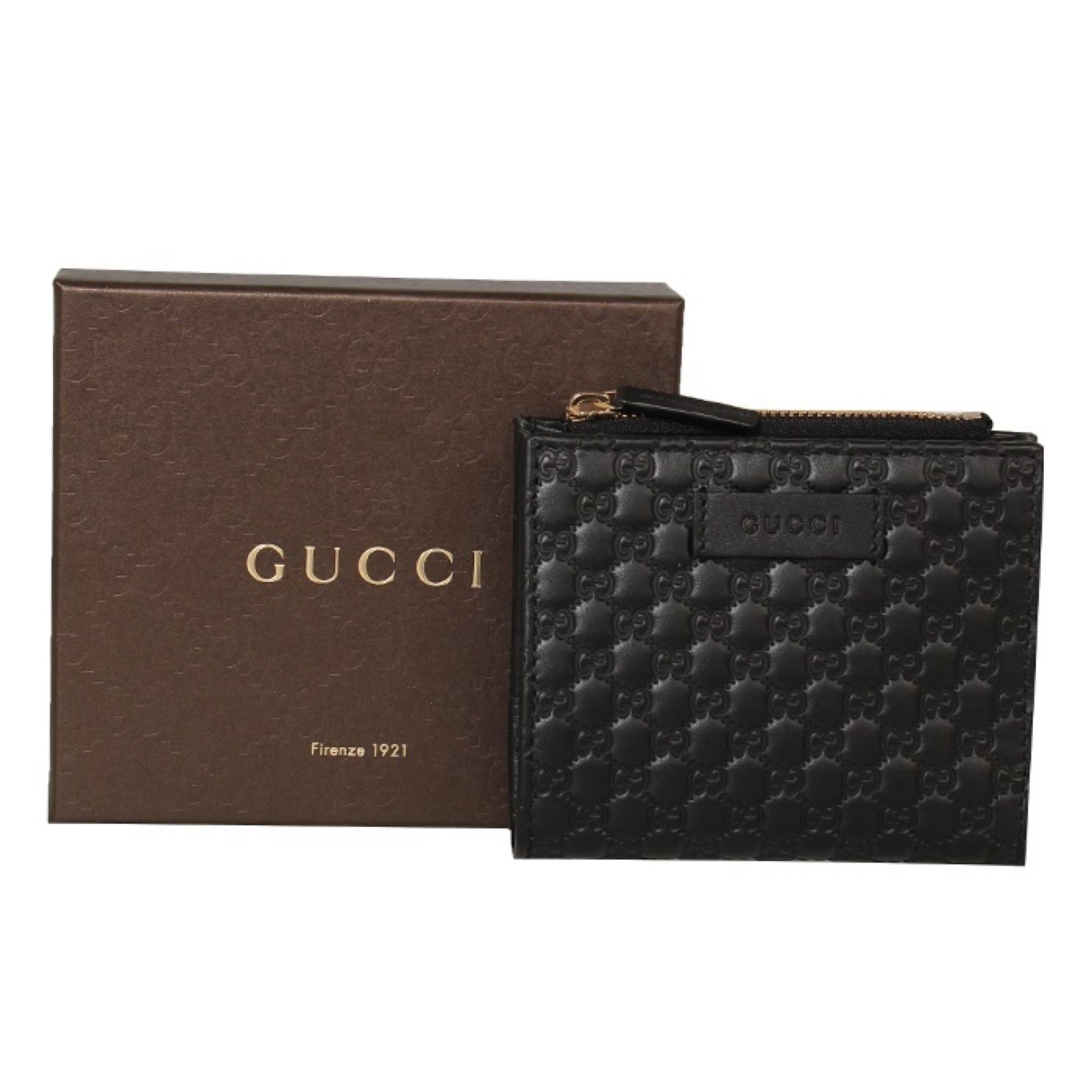 NEW Gucci Black Micro GG Guccissima Leather Bifold Wallet For Sale 8