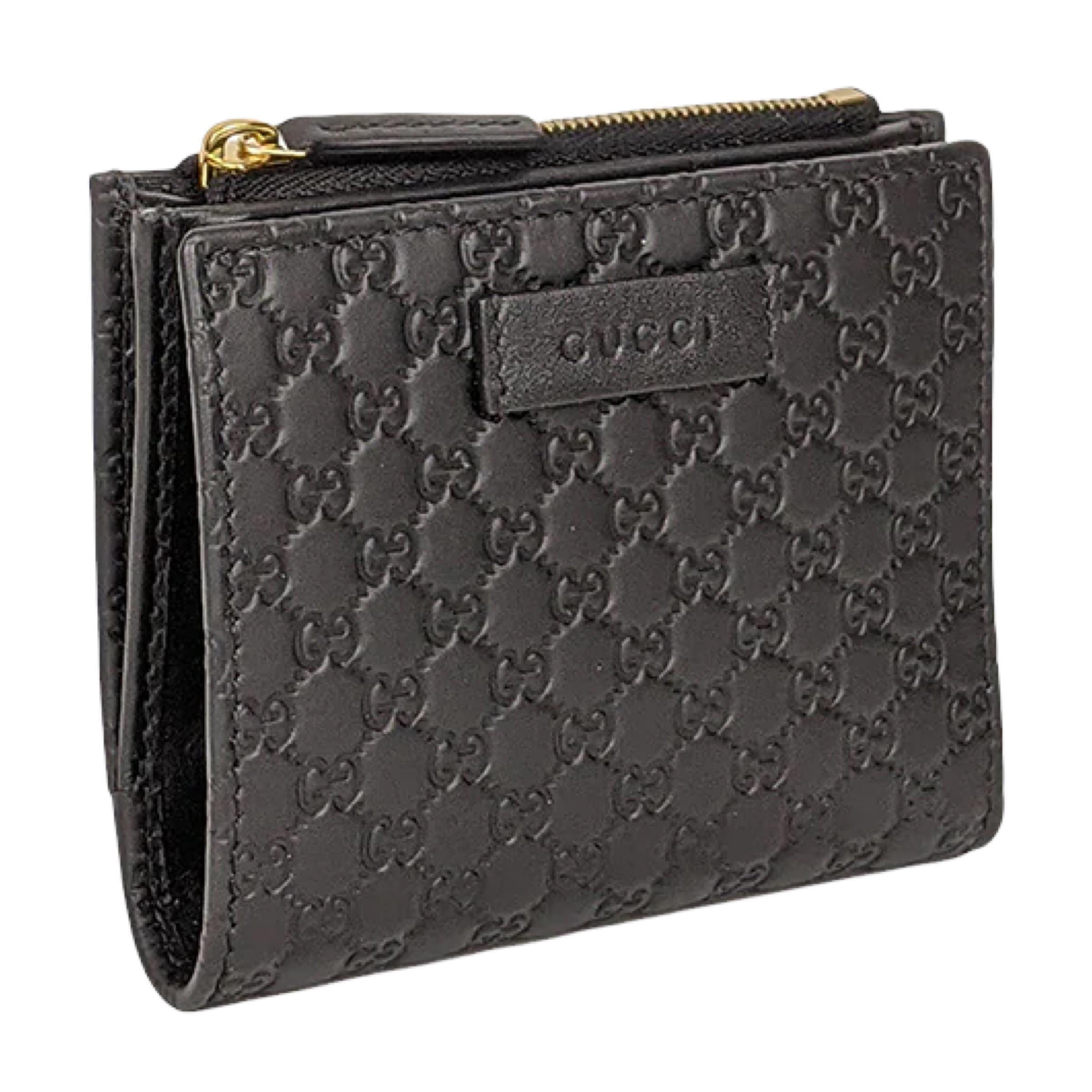 Women's or Men's NEW Gucci Black Micro GG Guccissima Leather Bifold Wallet For Sale