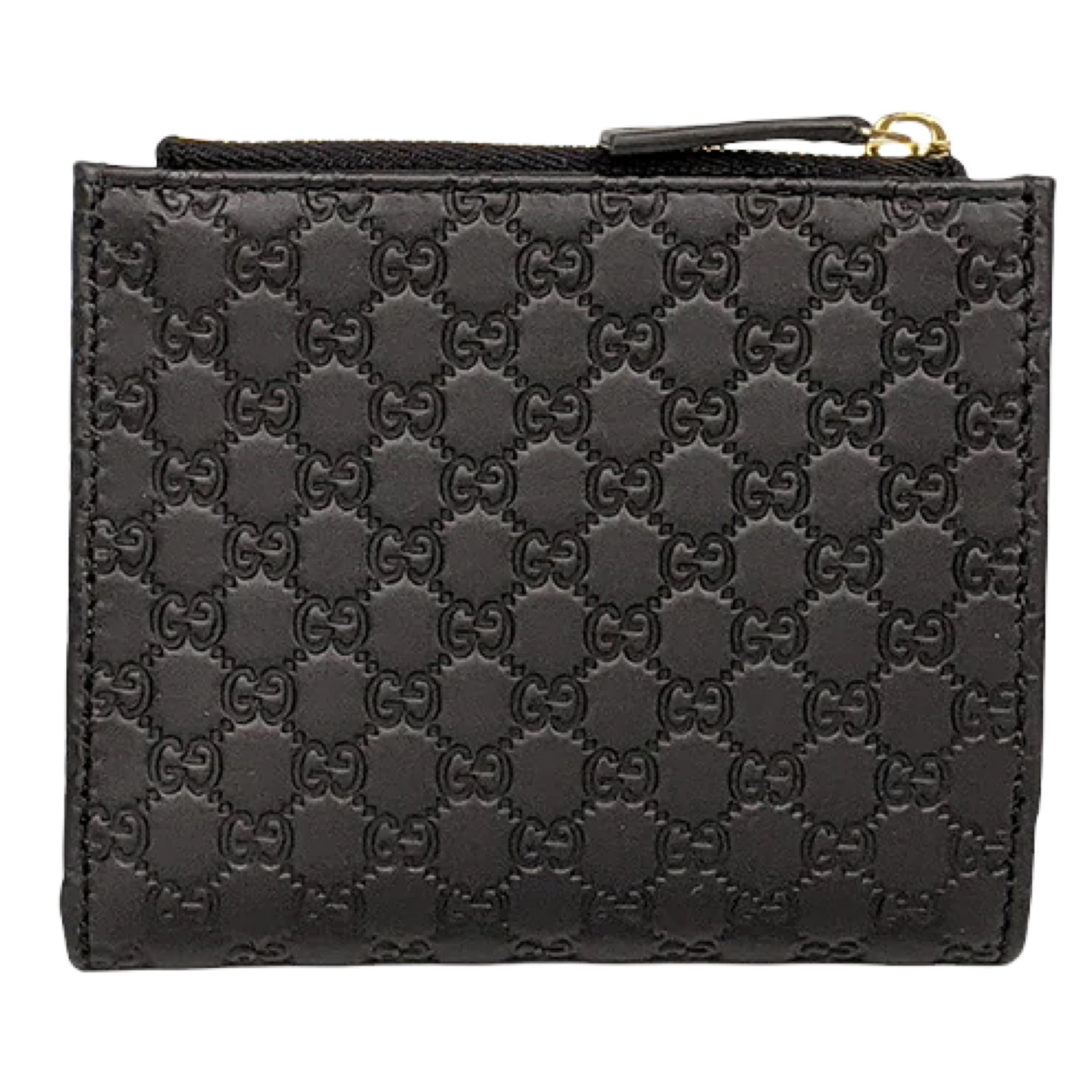 NEW Gucci Black Micro GG Guccissima Leather Bifold Wallet For Sale 1