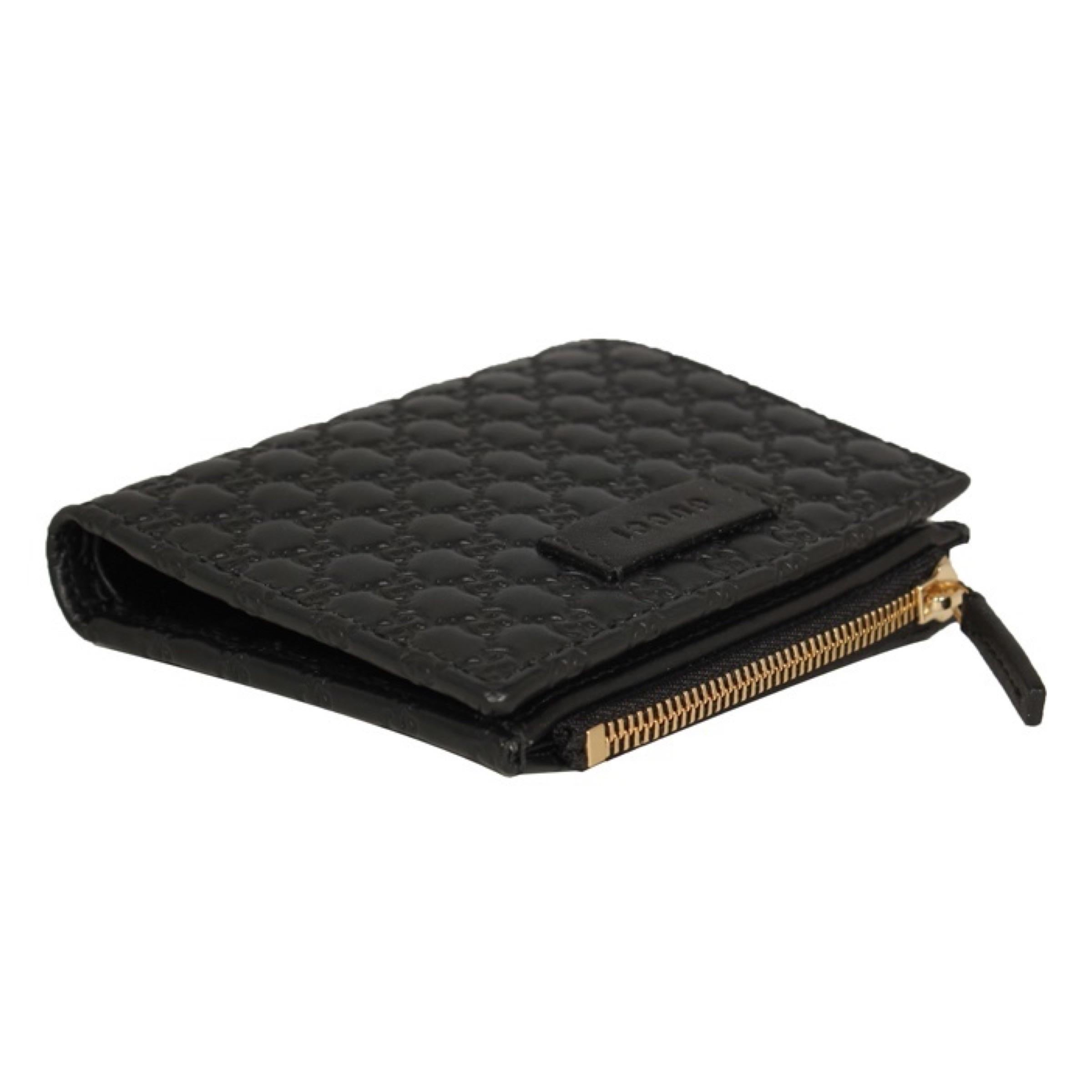 NEW Gucci Black Micro GG Guccissima Leather Bifold Wallet For Sale 3