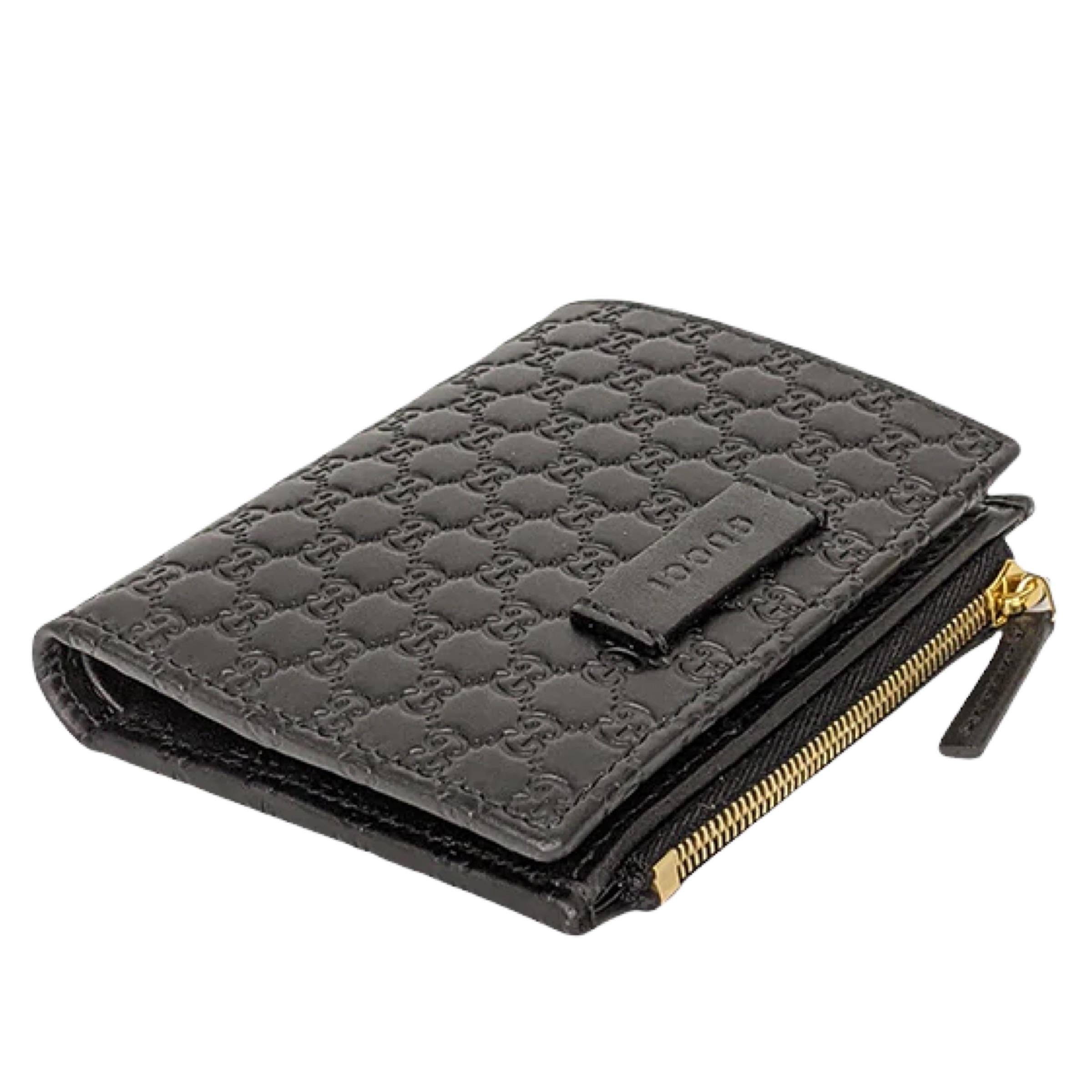 NEW Gucci Black Micro GG Guccissima Leather Bifold Wallet For Sale 4