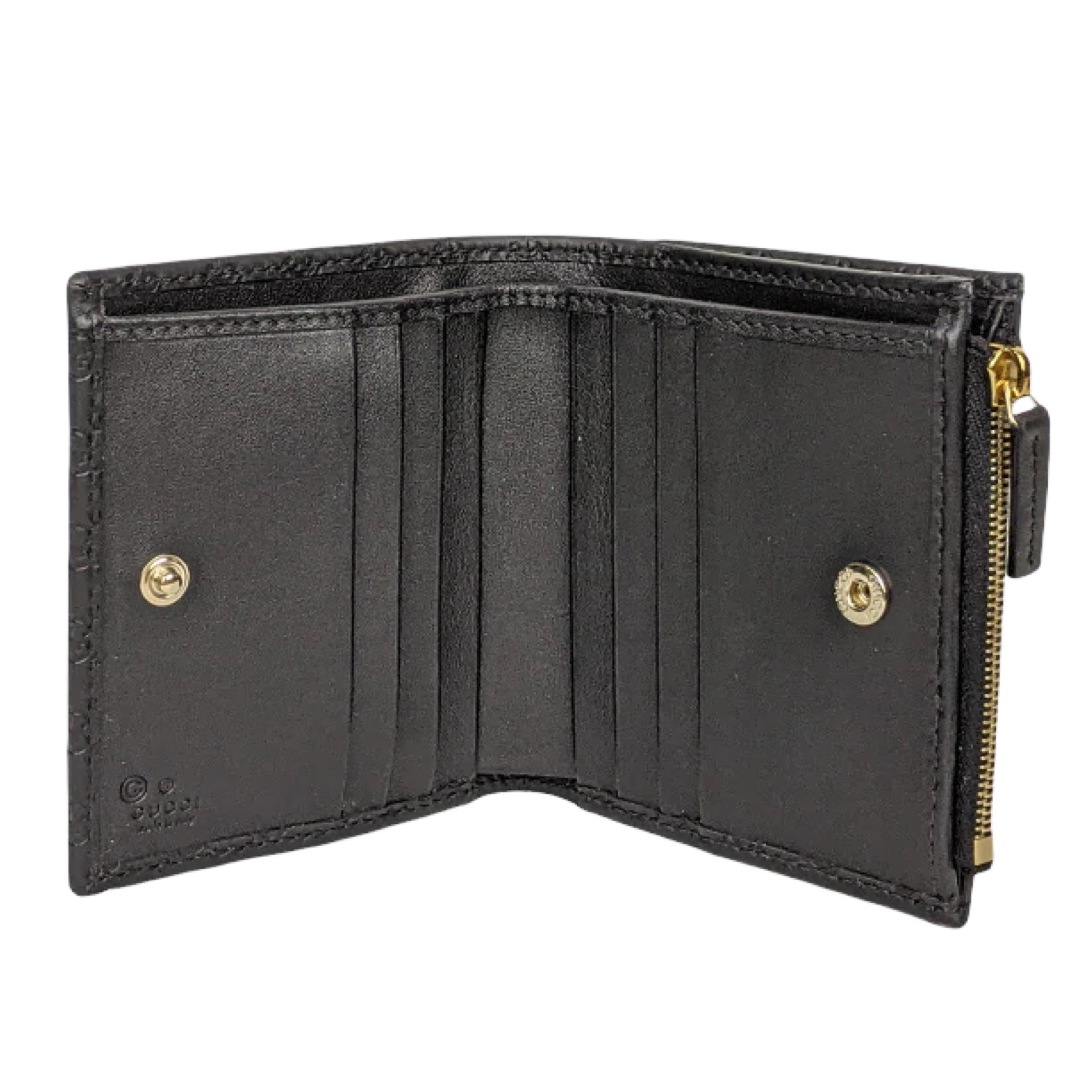 NEW Gucci Black Micro GG Guccissima Leather Bifold Wallet For Sale 5