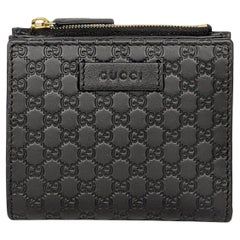 NEW Gucci Black Micro GG Guccissima Leather Bifold Wallet