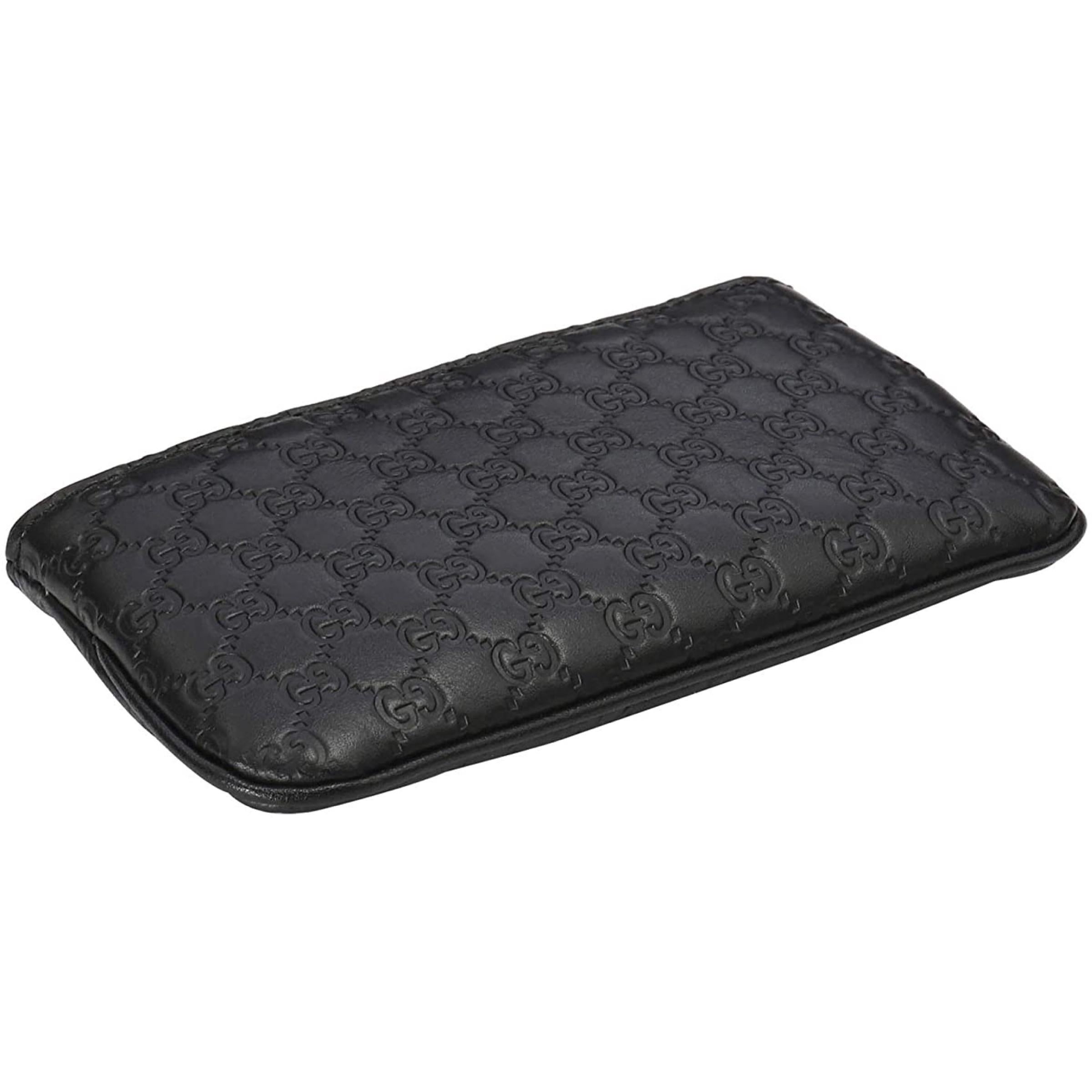 NEW Gucci Black Micro GG Guccissima Leather Keychain Pouch Bag For Sale 1