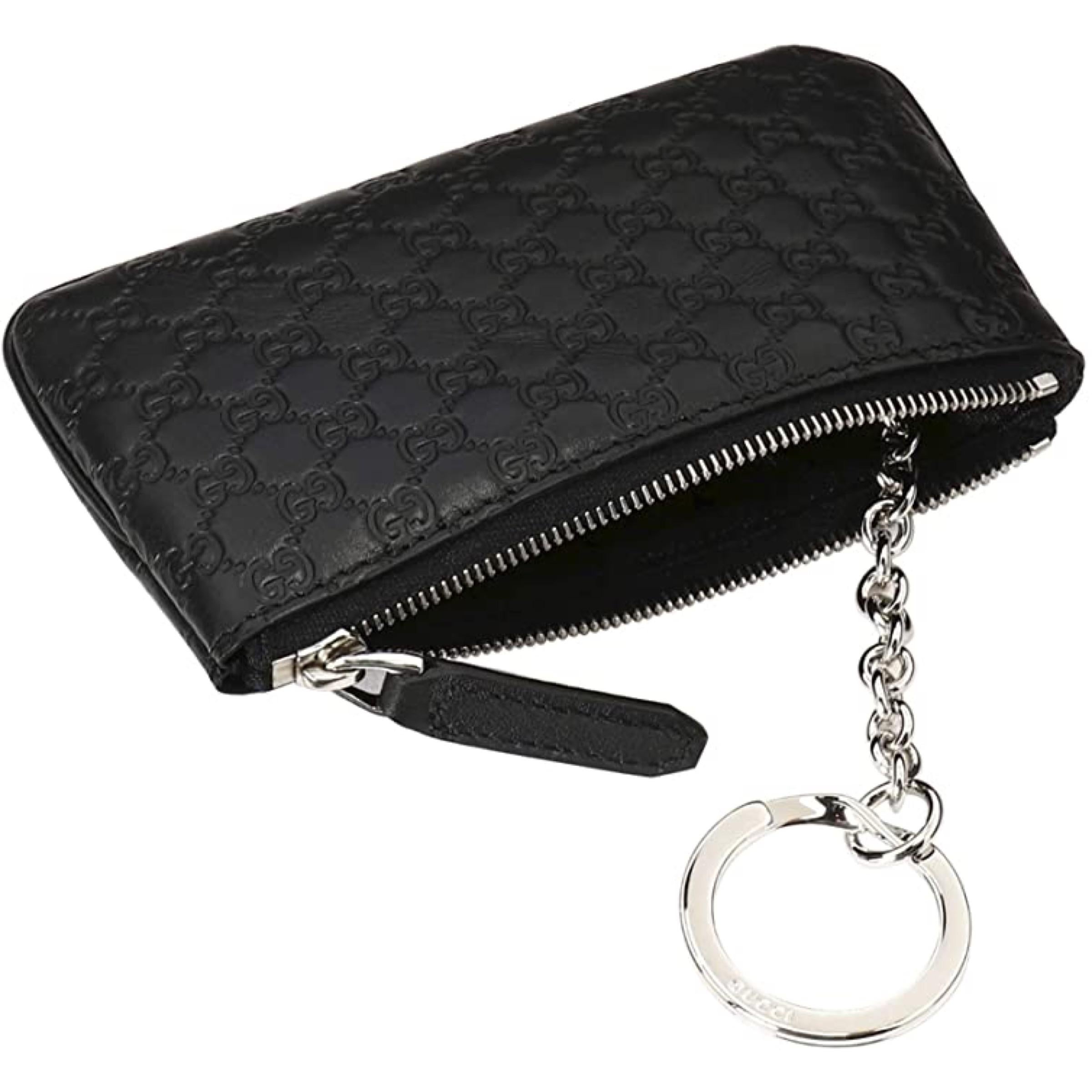 NEW Gucci Black Micro GG Guccissima Leather Keychain Pouch Bag For Sale 2