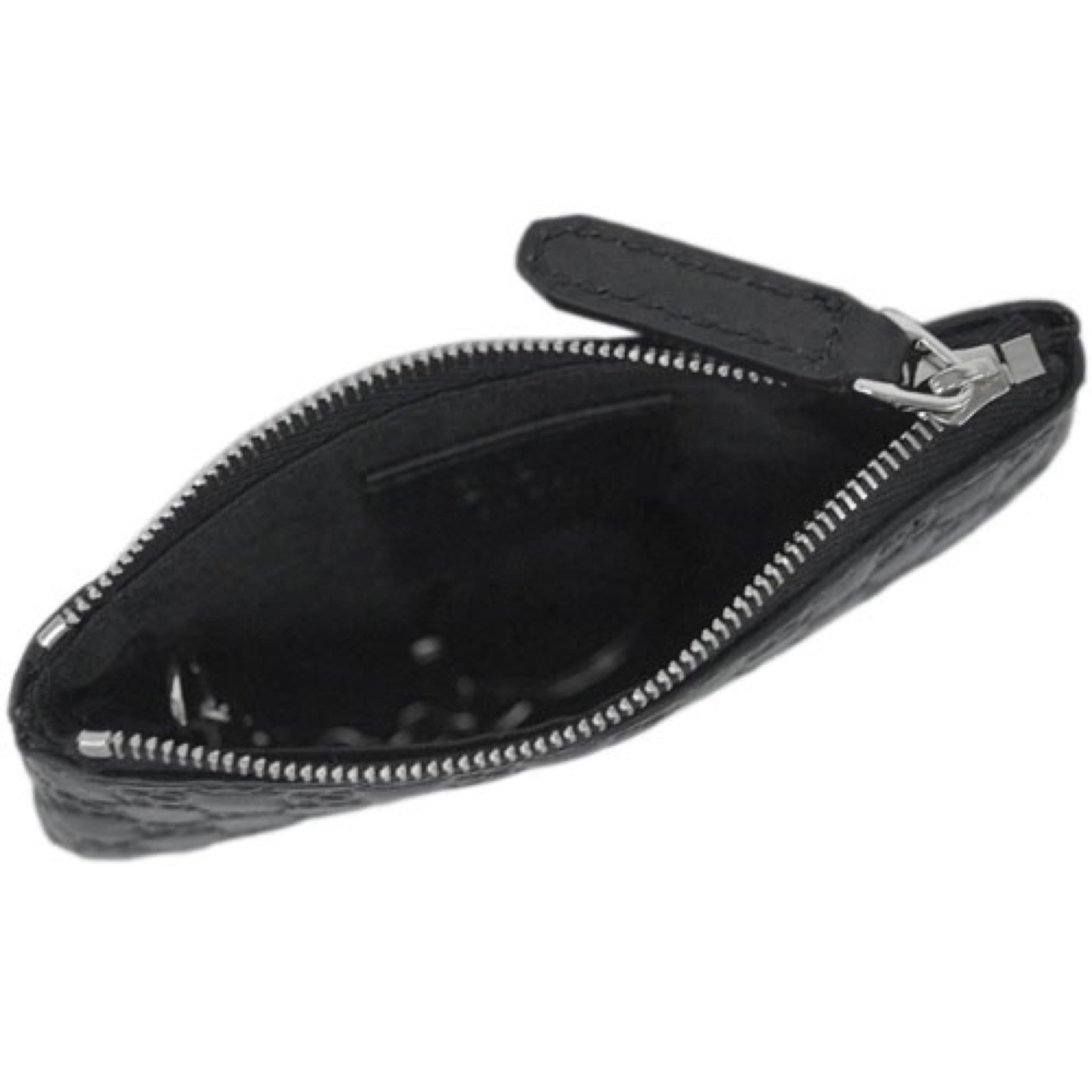 NEW Gucci Black Micro GG Guccissima Leather Keychain Pouch Bag For Sale 4