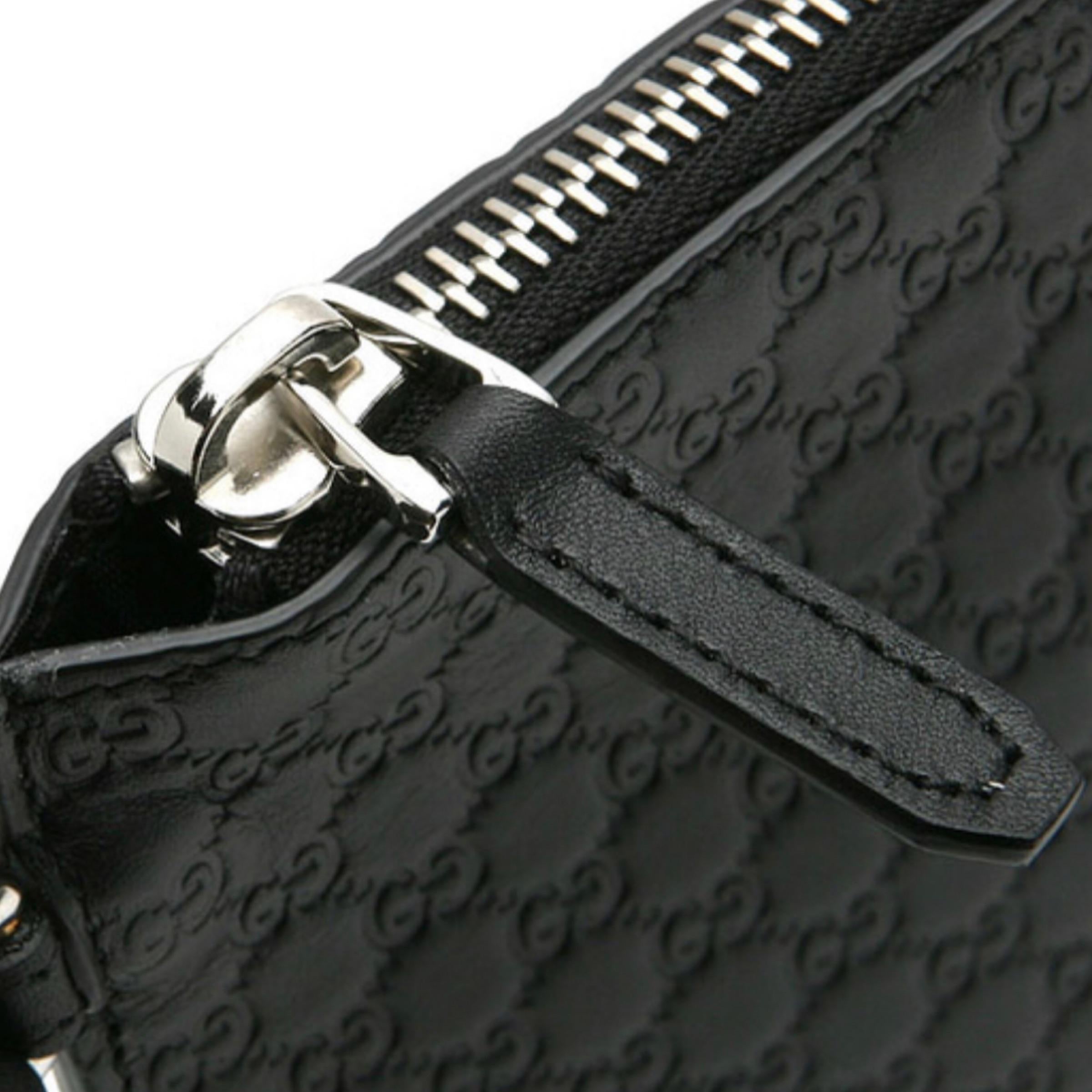 NEW Gucci Black Micro GG Guccissima Leather Wristlet Clutch Bag For Sale 5