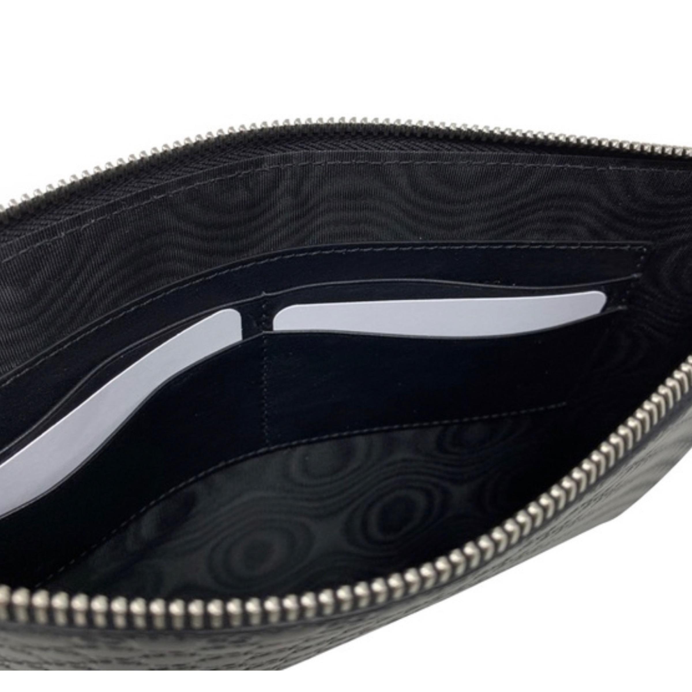 NEW Gucci Black Micro GG Guccissima Leather Wristlet Clutch Bag For Sale 3