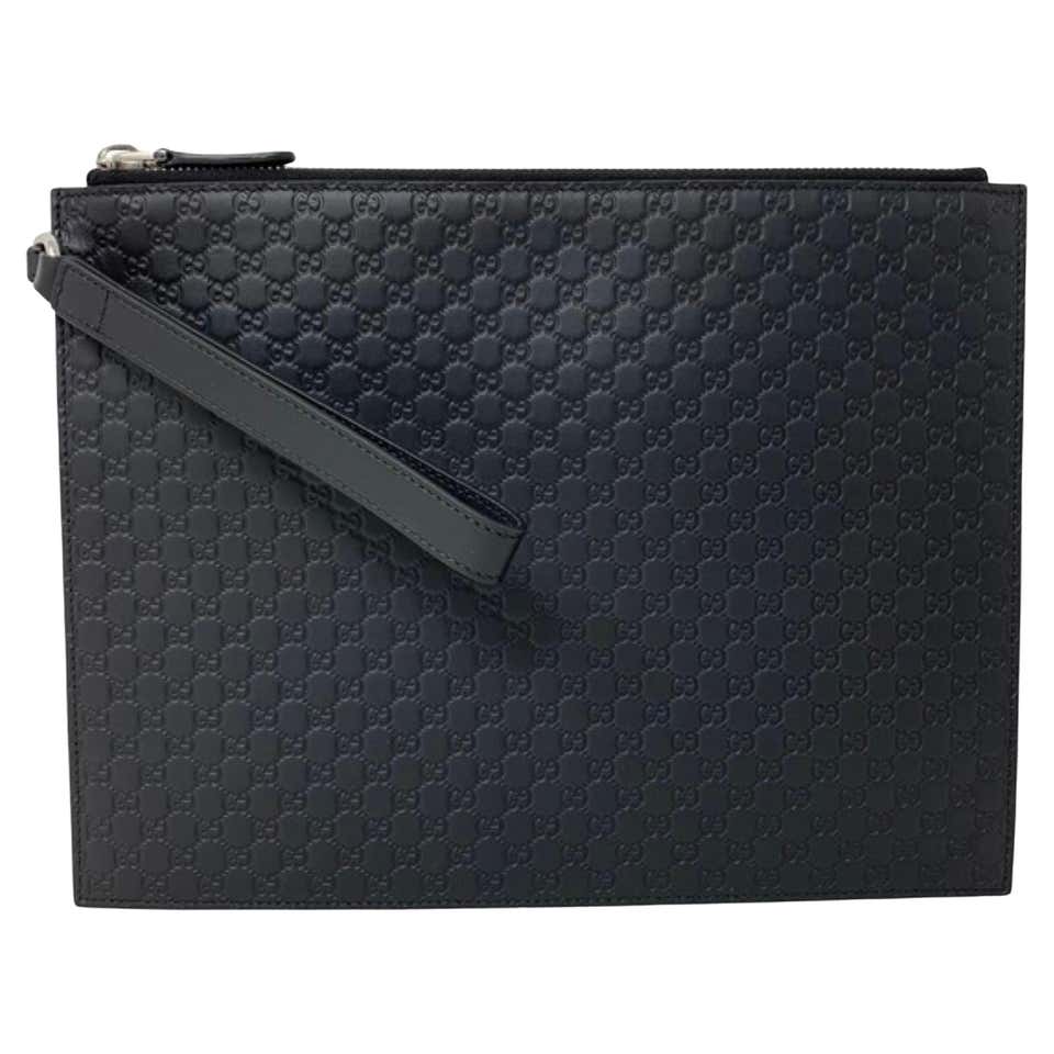 NEW Gucci Black GG Guccissima Monogram Leather Zip Around Clutch Bag ...