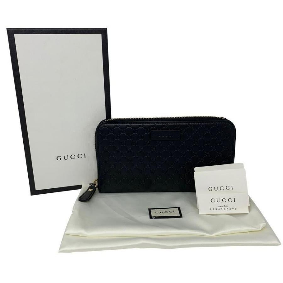 NEW Gucci Black Micro GG Guccissima Leather Zip Around Wallet Clutch Bag For Sale 8