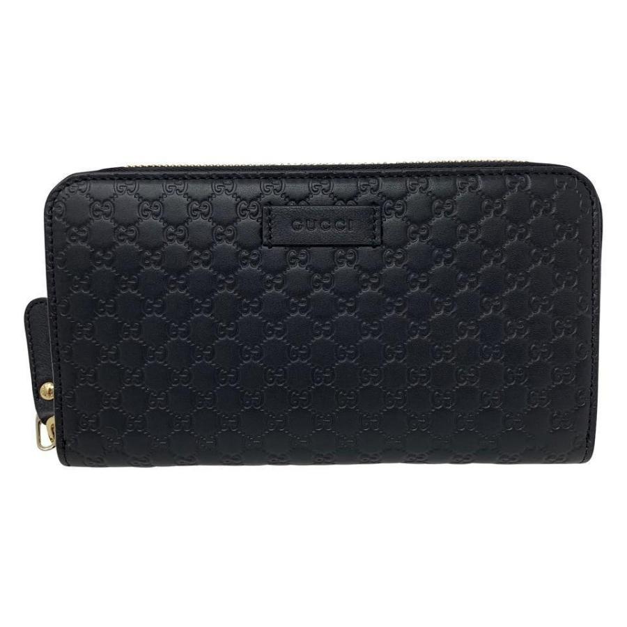 Women's NEW Gucci Black Micro GG Guccissima Leather Zip Around Wallet Clutch Bag For Sale