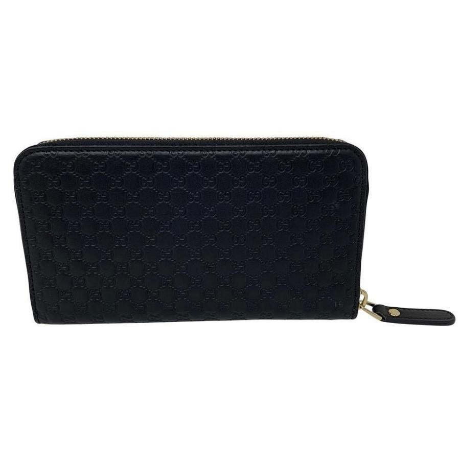 NEW Gucci Black Micro GG Guccissima Leather Zip Around Wallet Clutch Bag For Sale 2