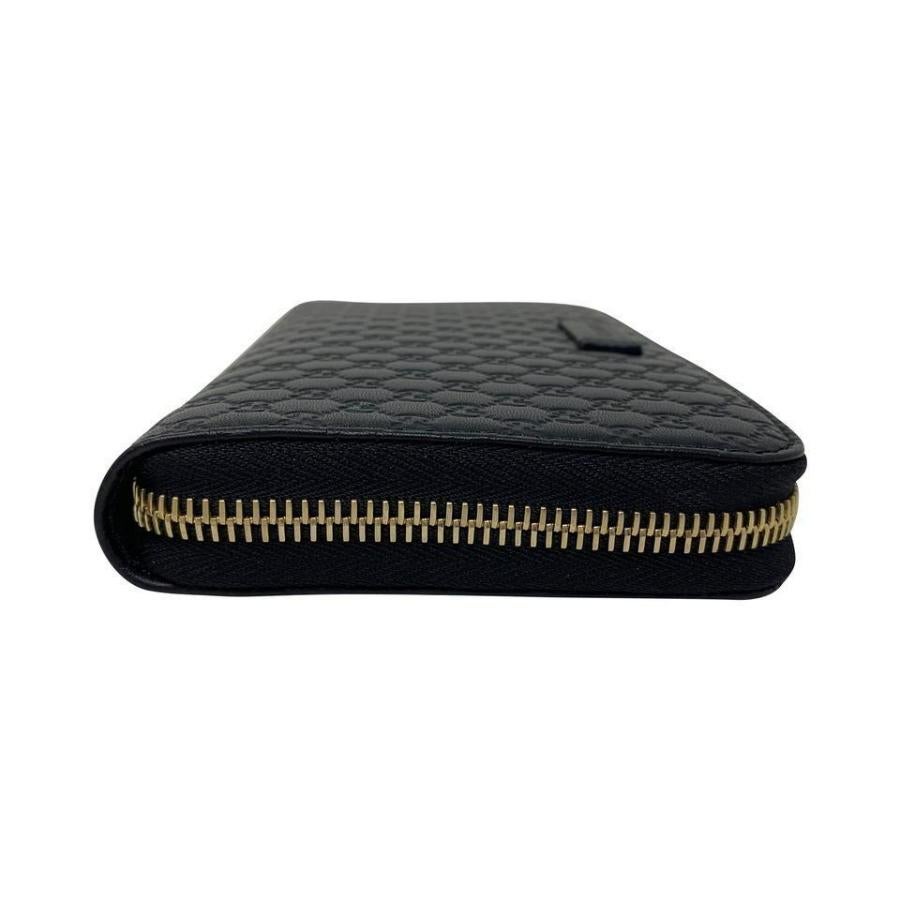 NEW Gucci Black Micro GG Guccissima Leather Zip Around Wallet Clutch Bag For Sale 3