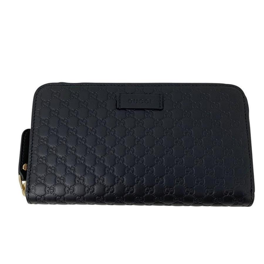 NEW Gucci Black Micro GG Guccissima Leather Zip Around Wallet Clutch Bag For Sale 4