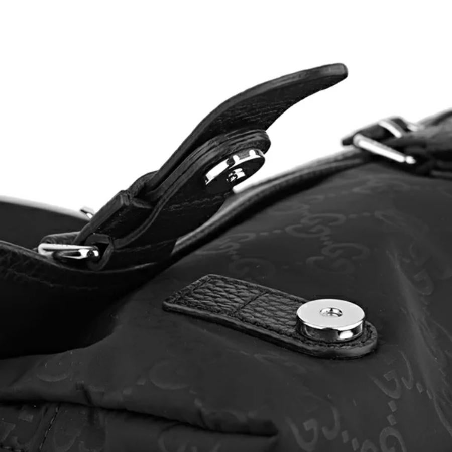 NEW Gucci Black Monogram GG Guccissima Logo Nylon Messenger Bag For Sale 4