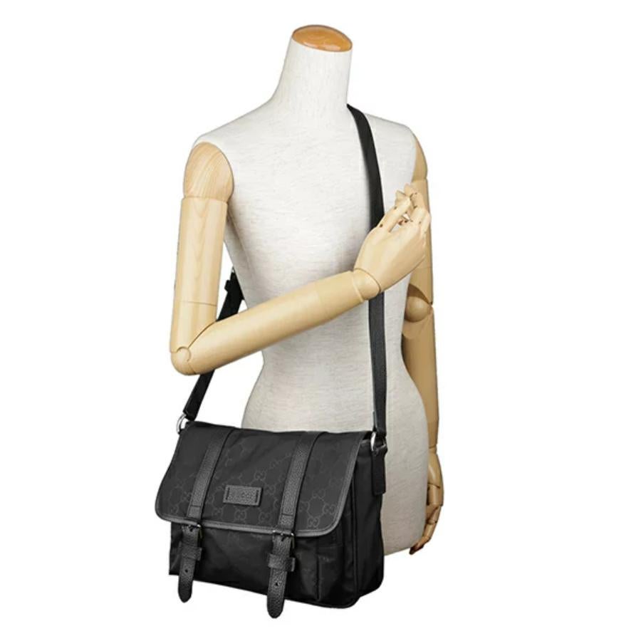 NEW Gucci Black Monogram GG Guccissima Logo Nylon Messenger Bag For Sale 5