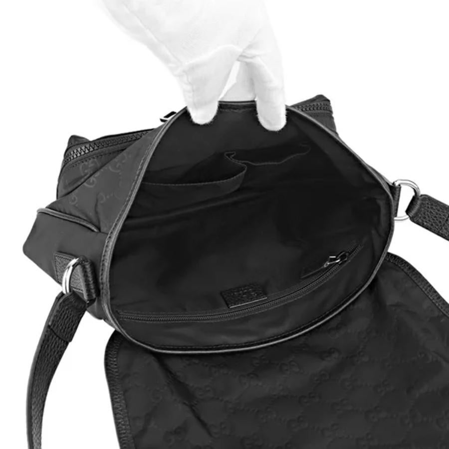 NEW Gucci Black Monogram GG Guccissima Logo Nylon Messenger Bag For Sale 1