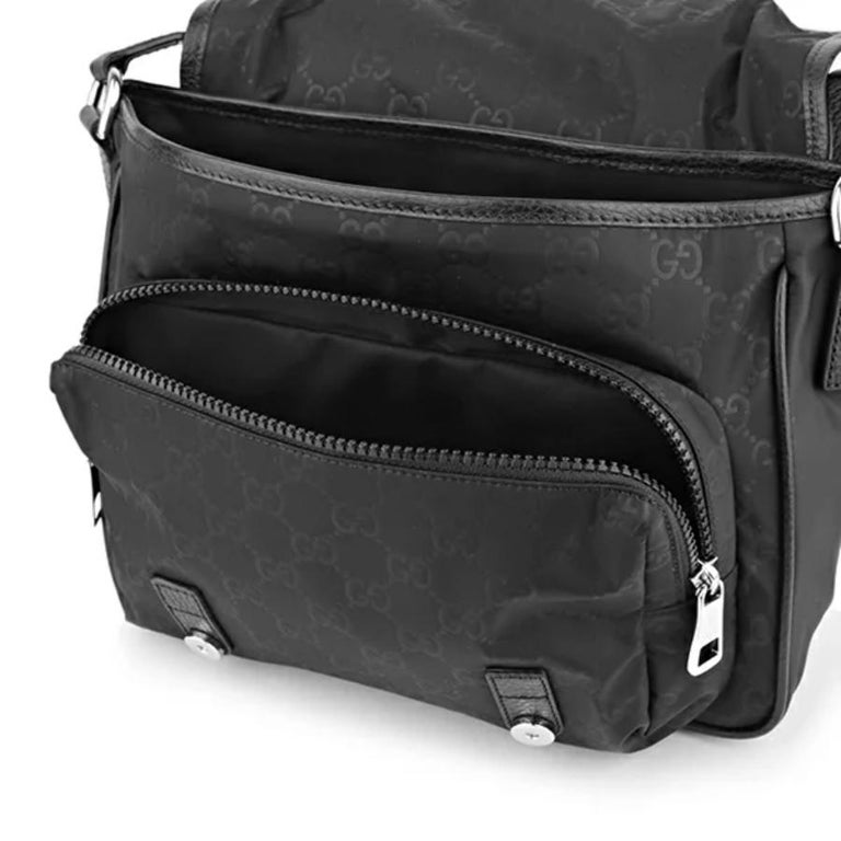 NEW Gucci Black Monogram GG Guccissima Logo Nylon Messenger Bag For