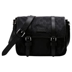 NEW Gucci Black Monogram GG Guccissima Logo Nylon Messenger Bag