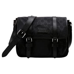 Gucci - Sac de messager en nylon noir avec monogramme GG Guccissima, état neuf